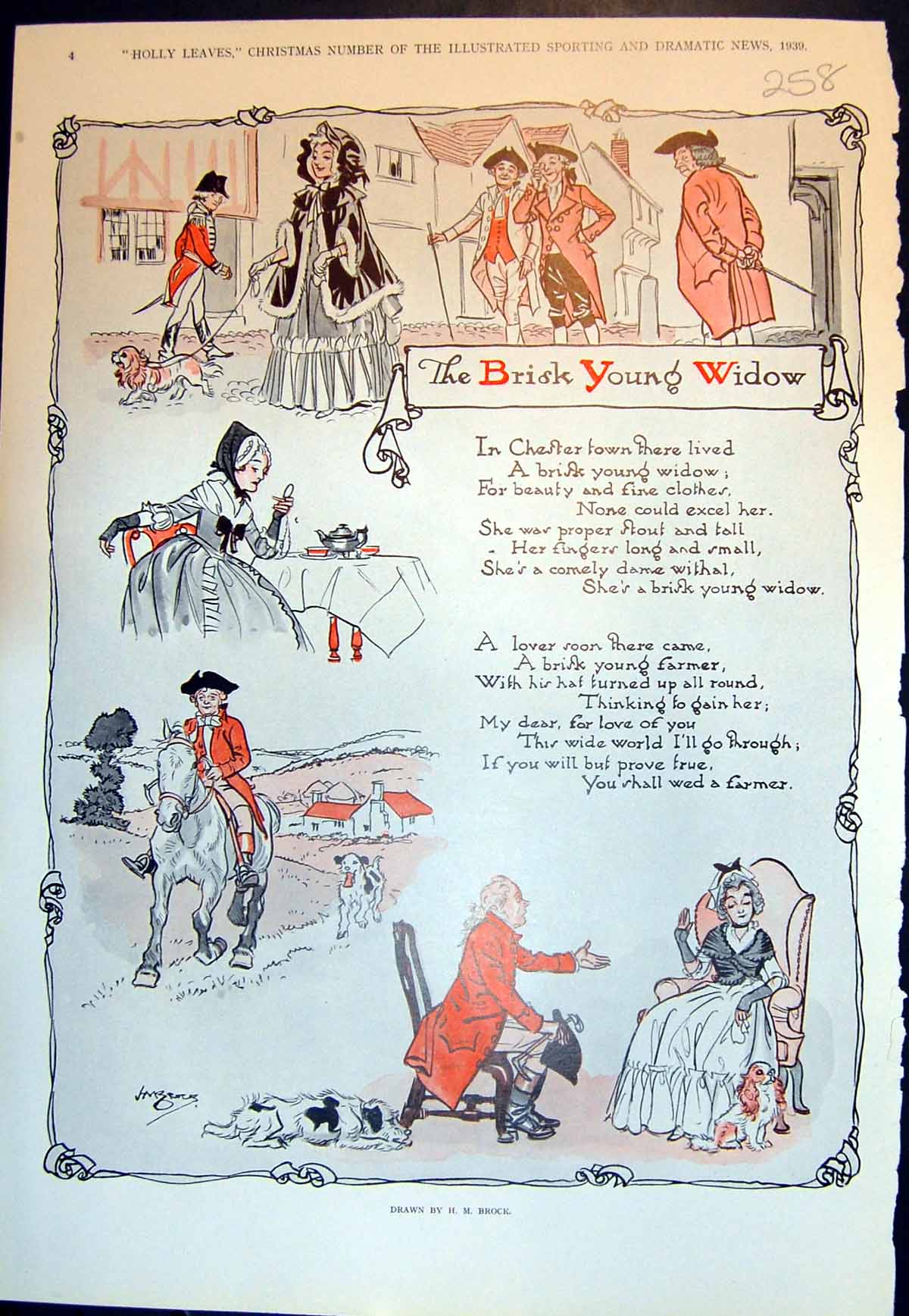 Original Old Vintage Print Brisk Young Widow H Brock Chaos Hunt Hewitt 1939