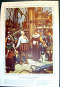 Antique Print Grenville Revenge Surrender W Stott House Cards G Oneill 1937
