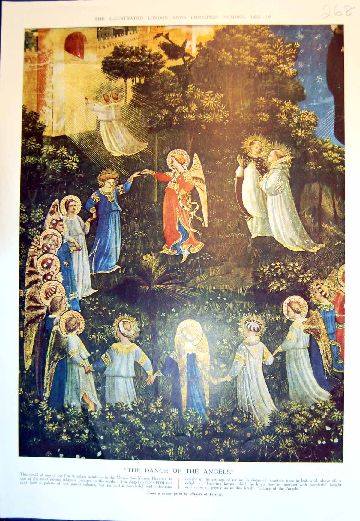 Old Vintage Print Dance Angels Alinari Firenze Faerie Queene Spenser 1953 20th