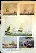 Antique Print Charm Marine Paintings Fair Winds Foul Sail Wooden Walls 1939