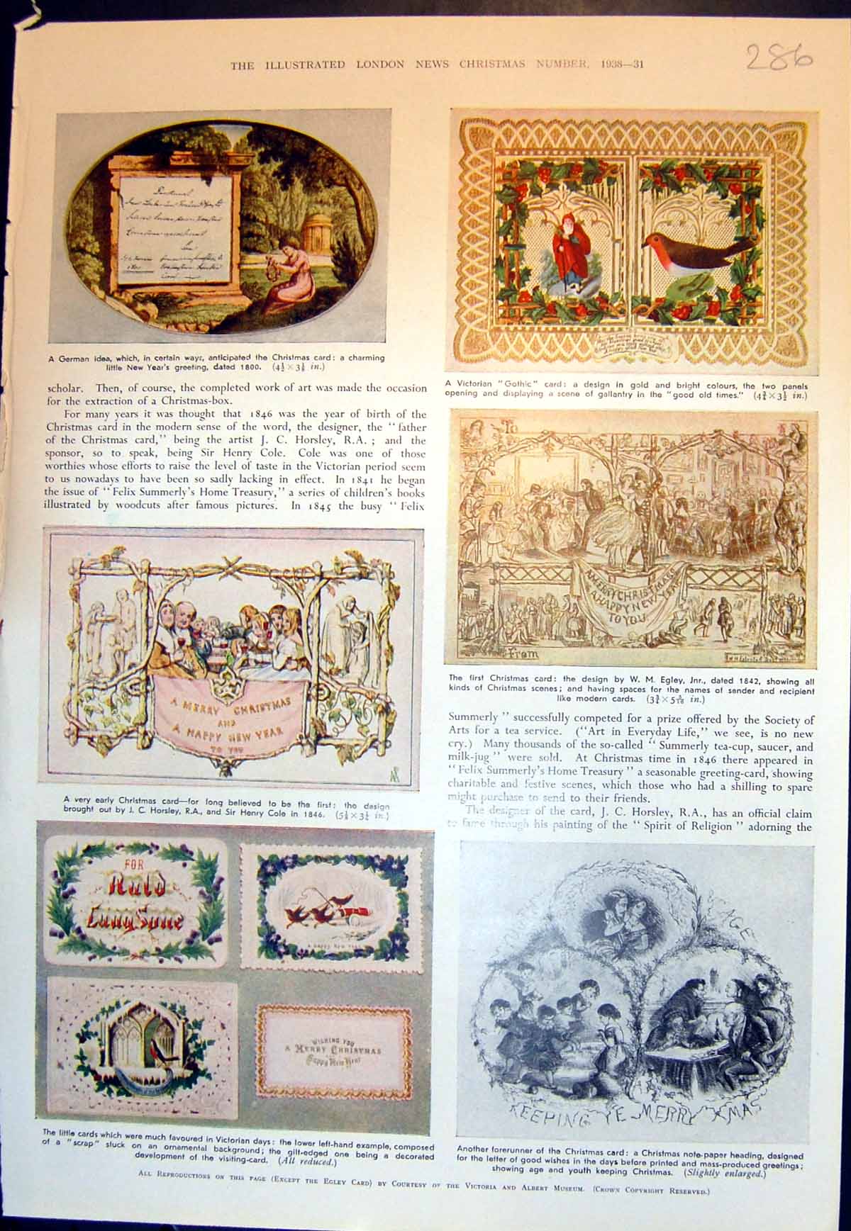 Old Vintage Print Early Christmas Cards Egley Gothic Artistic German 1938 20th