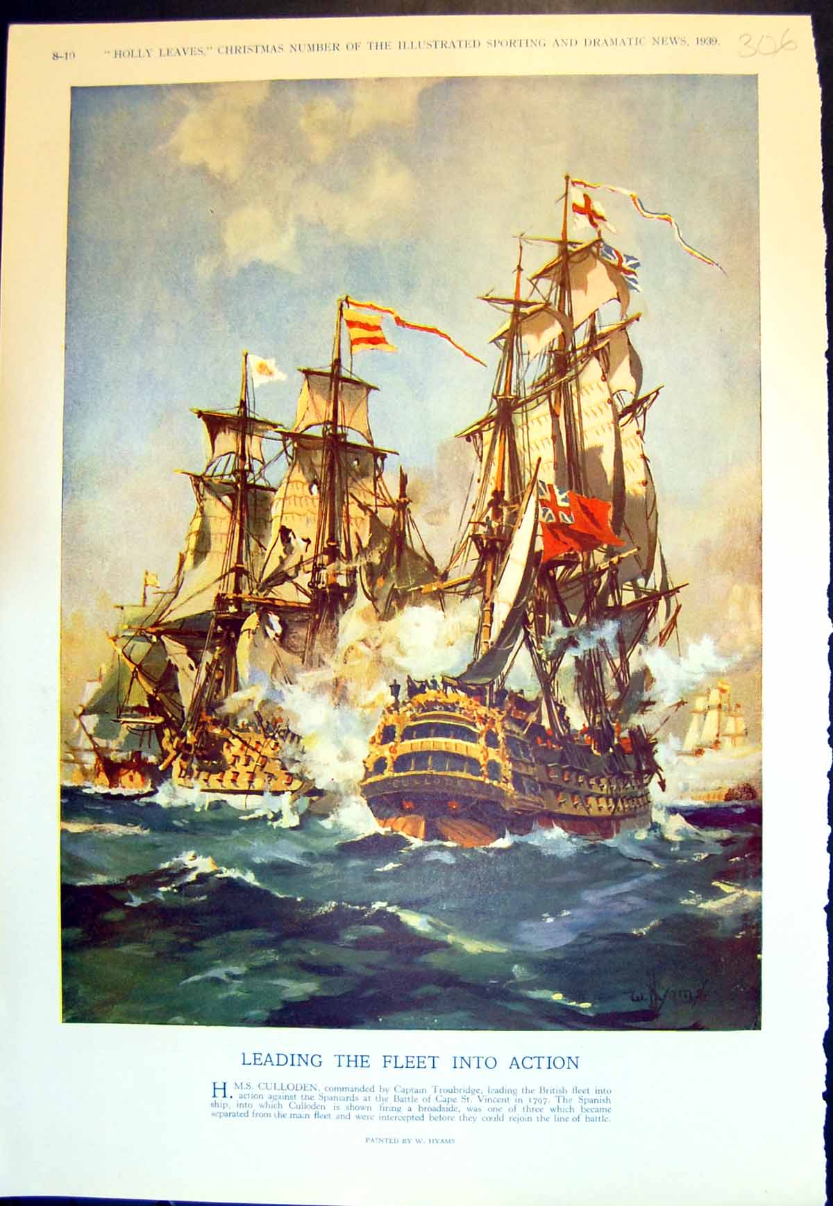 Old Leading Fleet Into Action W Hyams Private View Reginald Cleaver