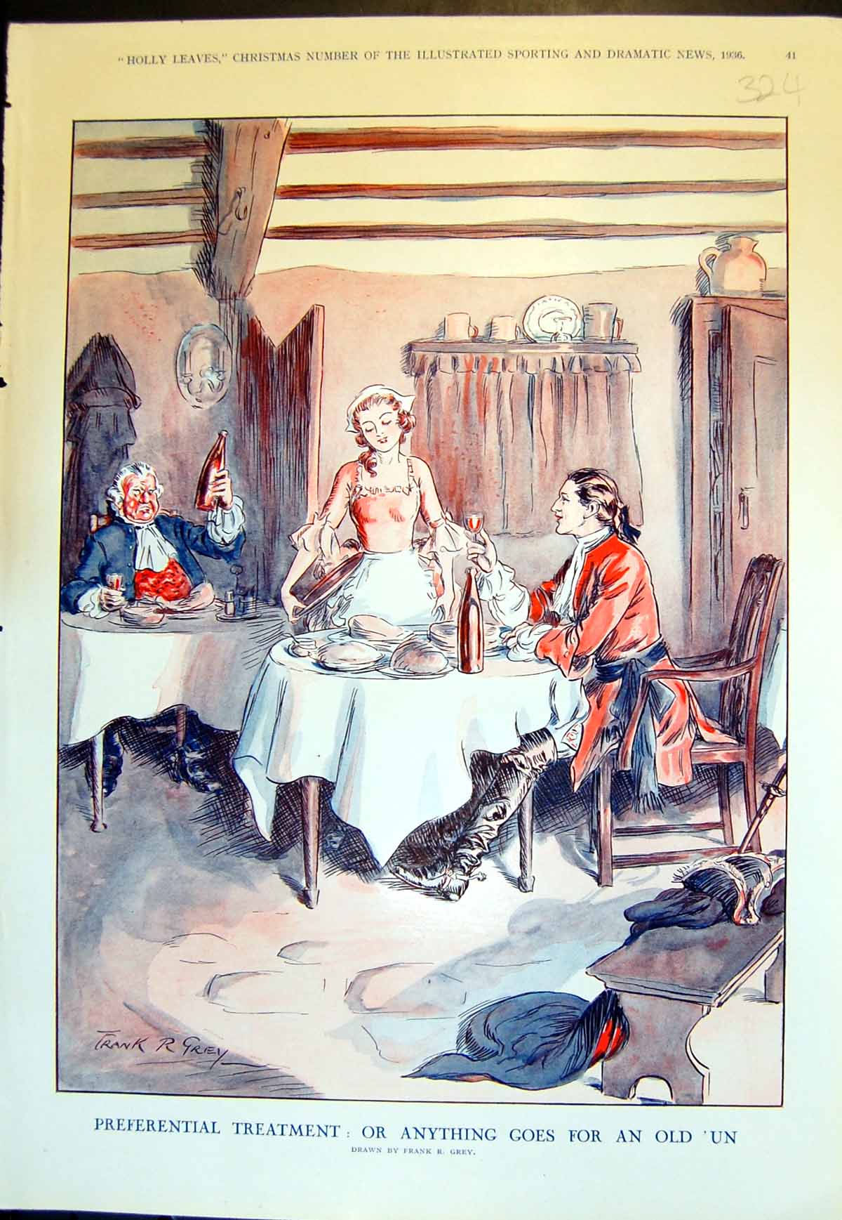 Antique Old Print Preferential Treatment Anything Goes Un Dickens Party 1936