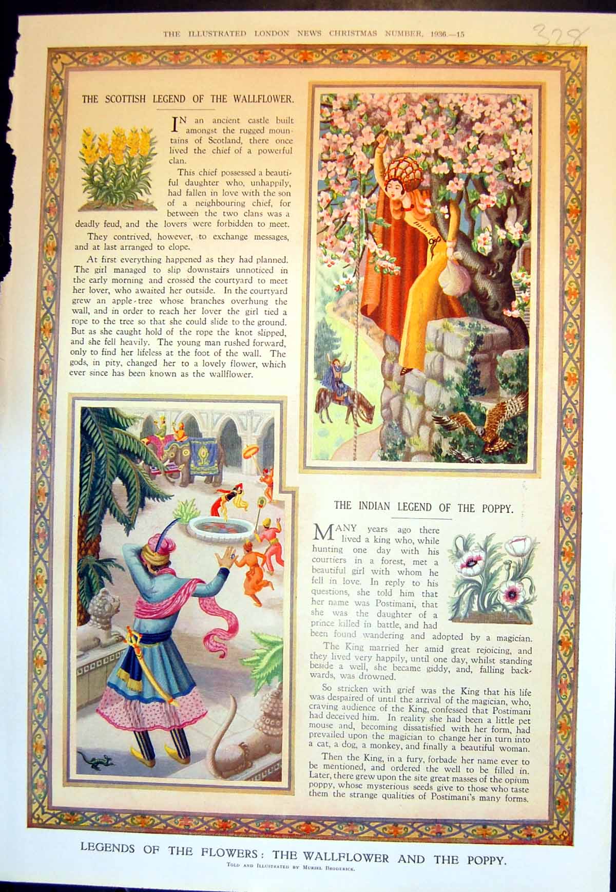 Old Scottish Legend Wallflower Indian Poppy Stitch Time Webster 1936 20th