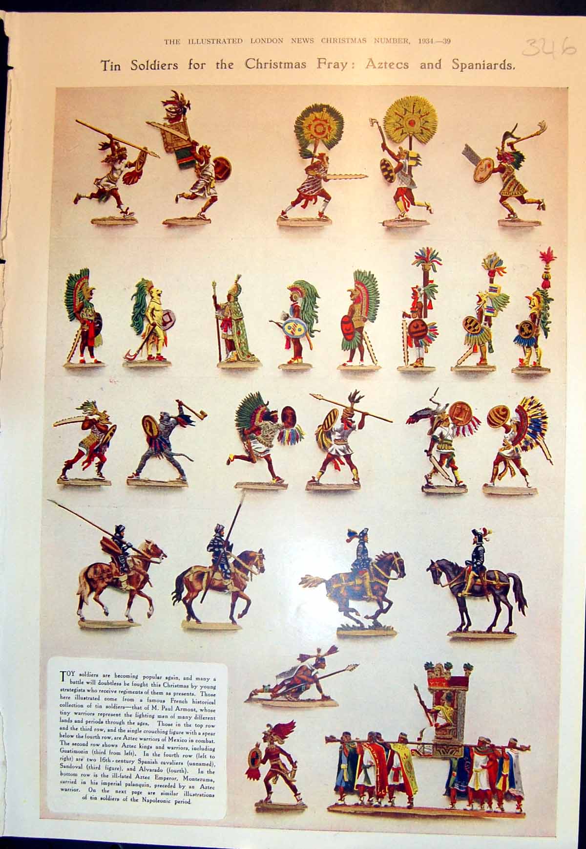 Antique Print Toy Tin Siers Christmas Spaniards Napoleons Wellingtons 1934 20th