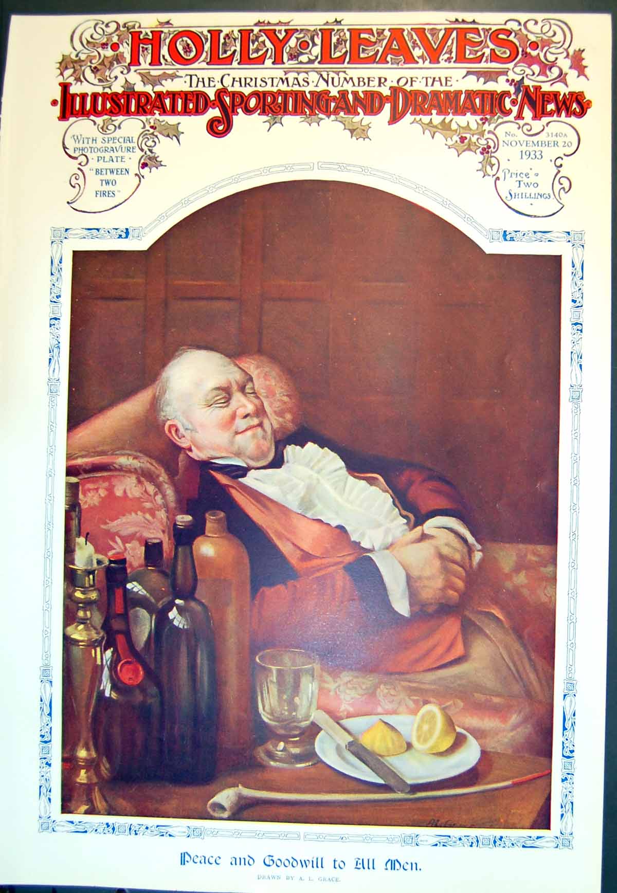 Antique Print Peace Goodwill All Men A Grace Once Upon Time C Walhain 1933 20th
