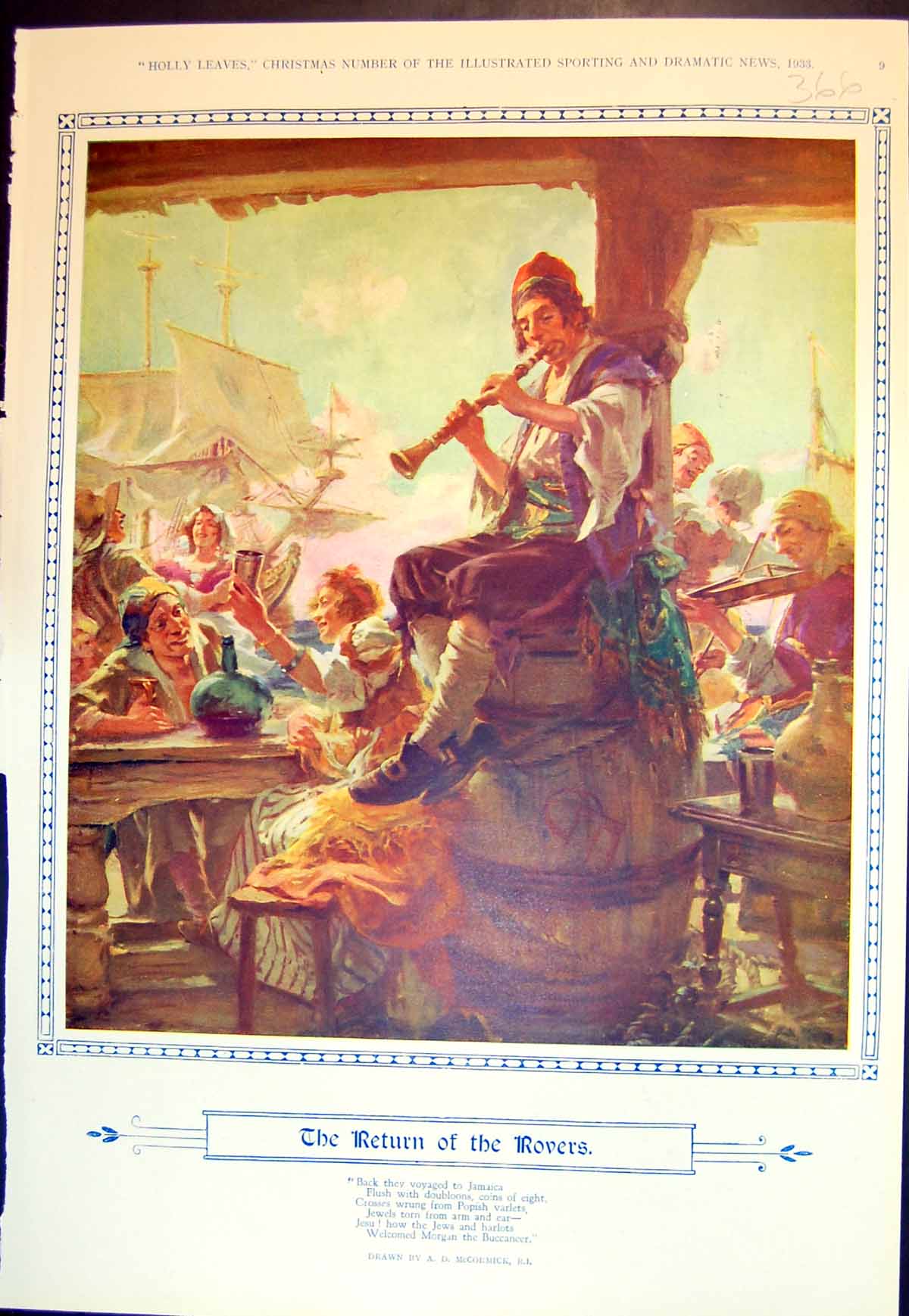Old Print Return Rovers A Mccormick Heres To Christmas Eve Scott Orr 1933 20th