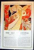 Old Print Isle Crystal Priou Three Damsels Fighting Elephants 1934 2Pages 20th