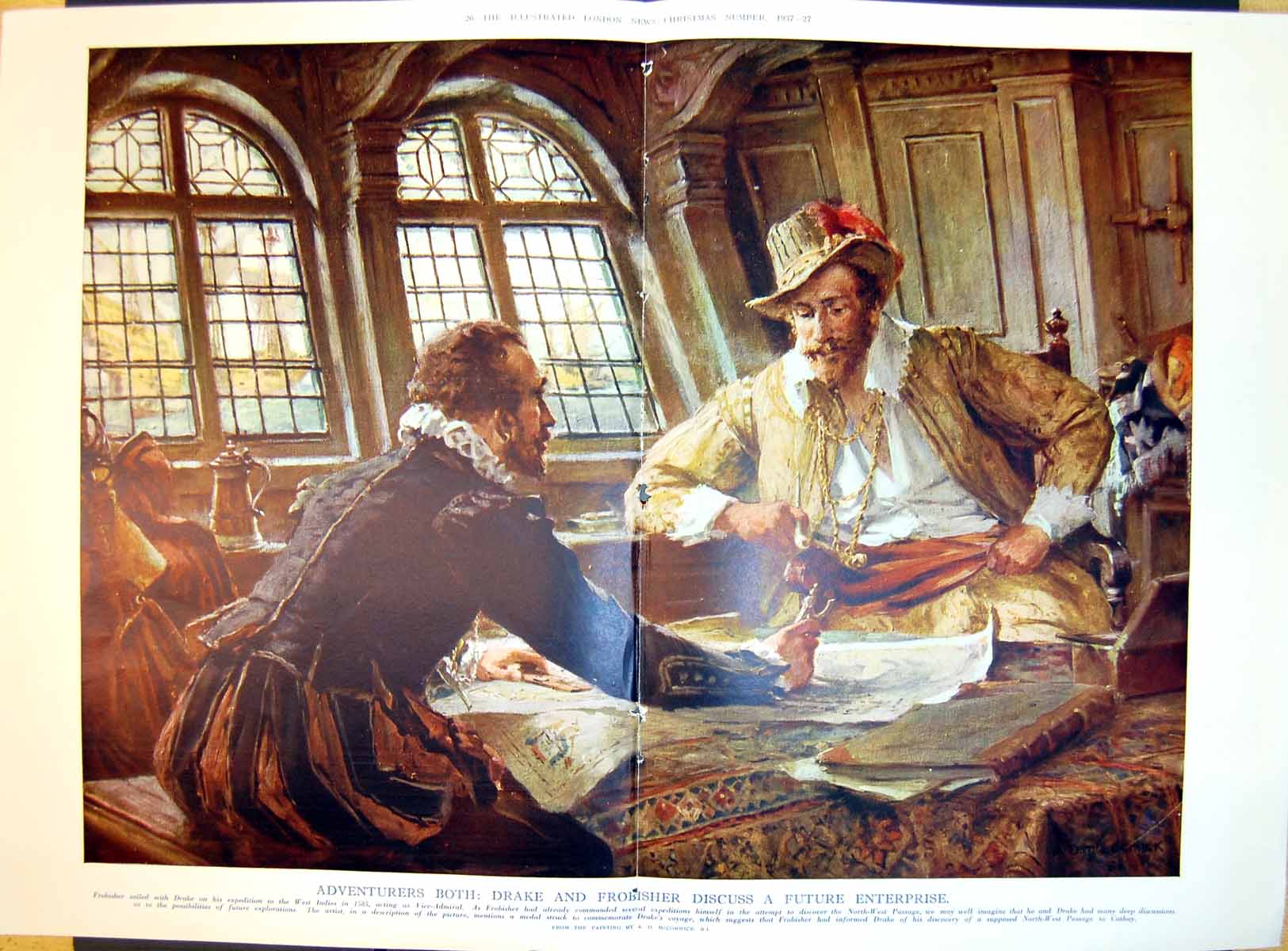 Old Print Adventurers Both Drake Frobisher Discuss Future Enterprise 1937 20th