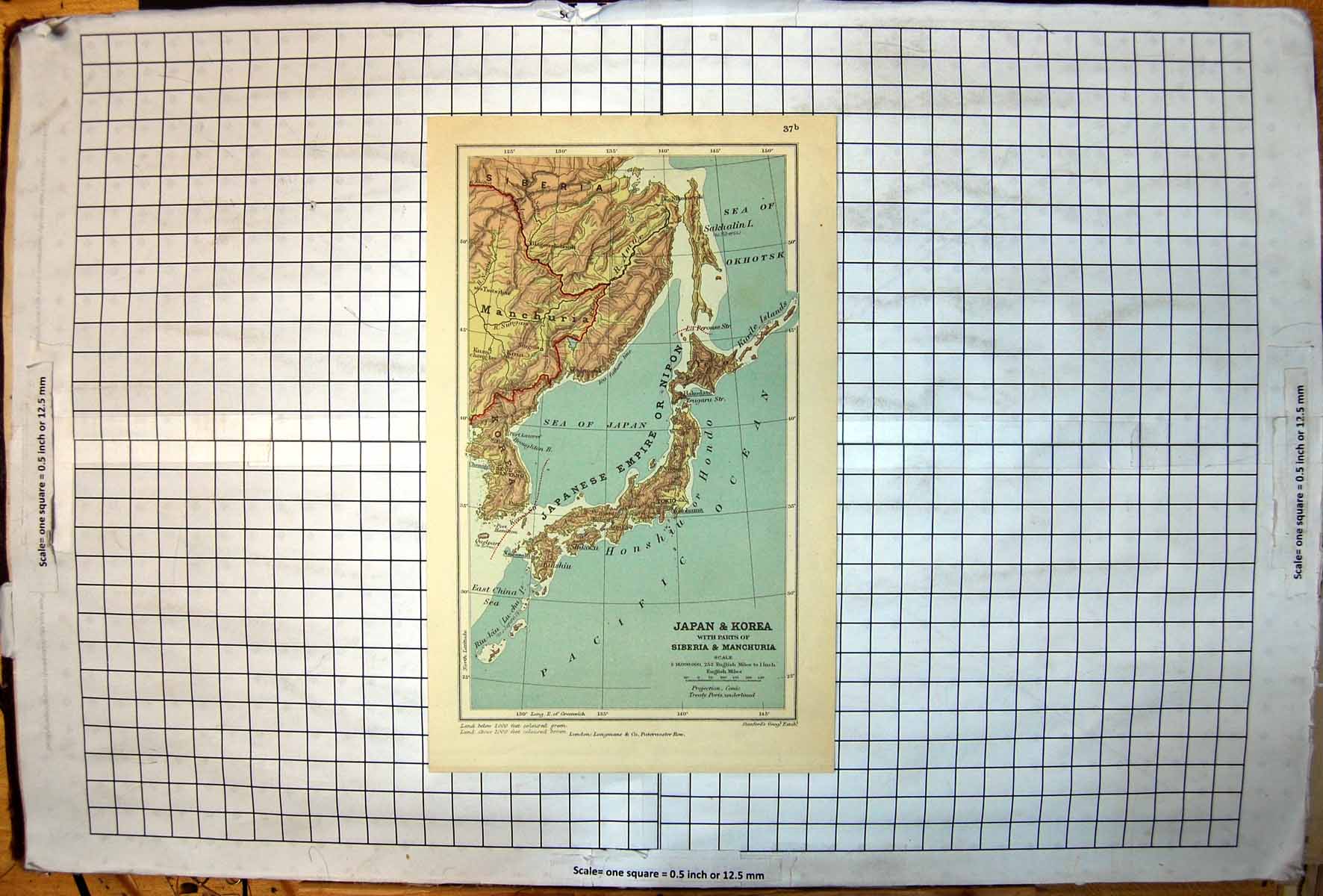 Antique Print Japan And Korea With Parts Siberia & Manchuria Nagasaki 1889 19th