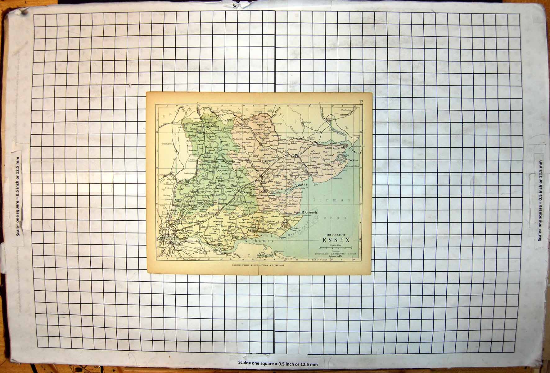 Original Old Antique Print County Essex Barking Chelmsford Braintree Dunmow Map