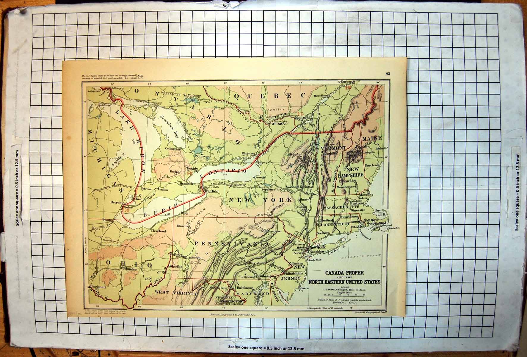 Antique Print Canada Proper North Eastern United States Lake Huron Map 1889