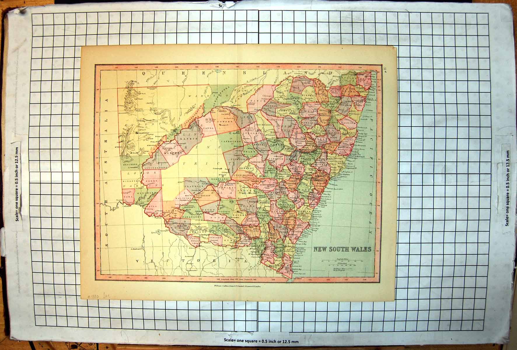 Old Print Australia Map New South Wales Riverine District Clarendon C1880 19th