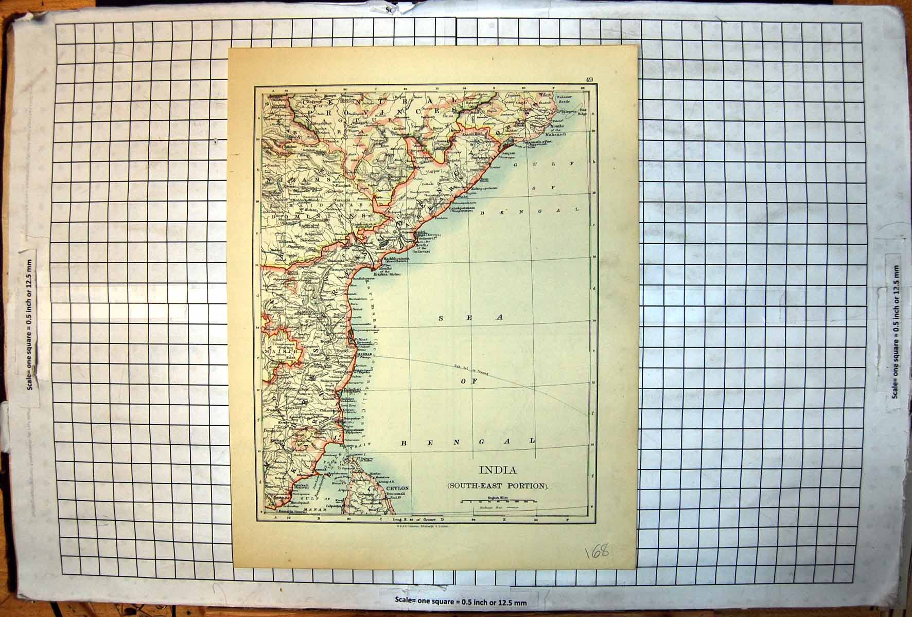 Antique Old Print India South-East Portion Burma Ceylon Malay Peninsula Map