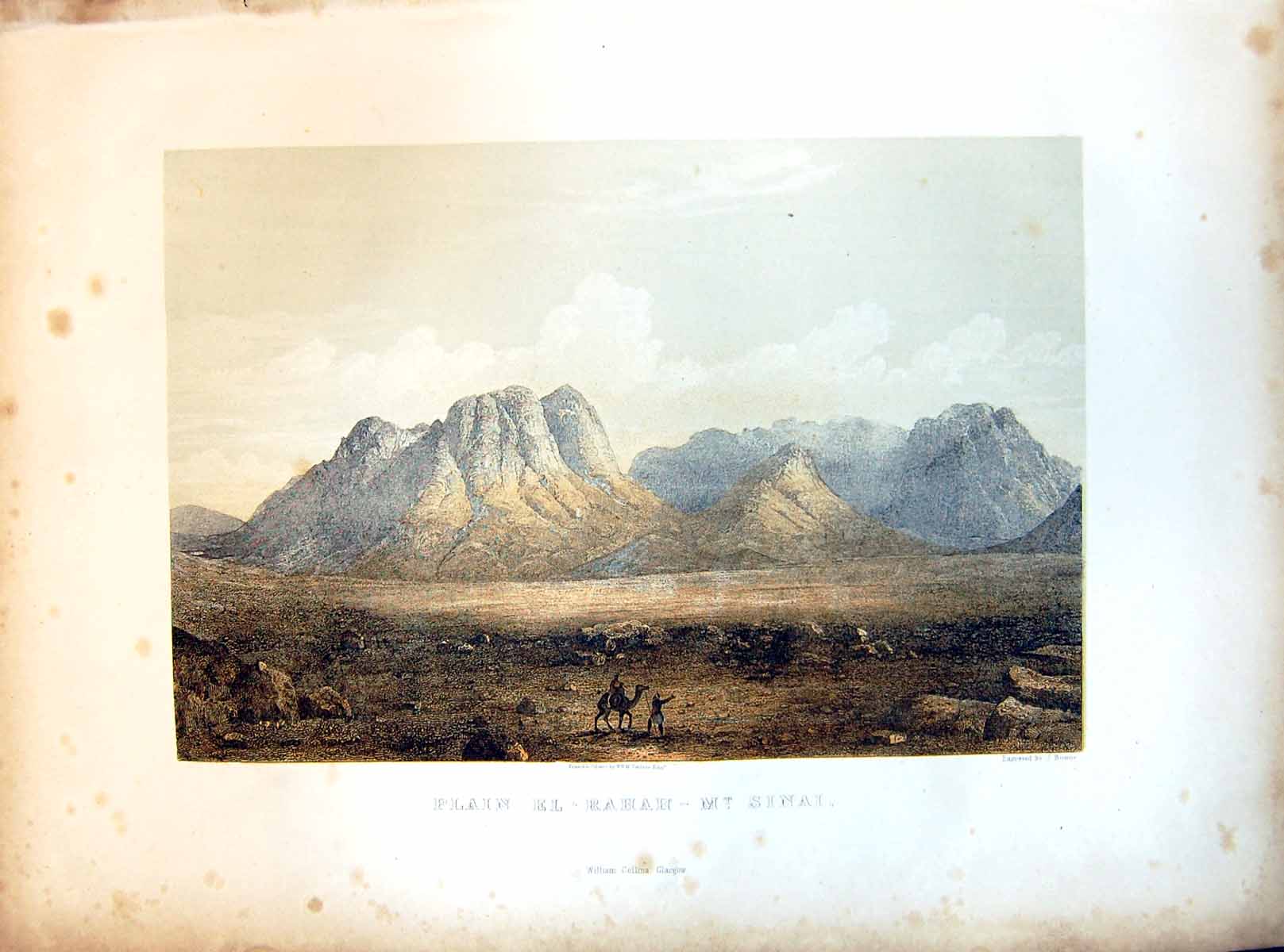 Antique Print Plain El-Rahah Mt Sinai Engraved E Radclyffe Camel Mountains