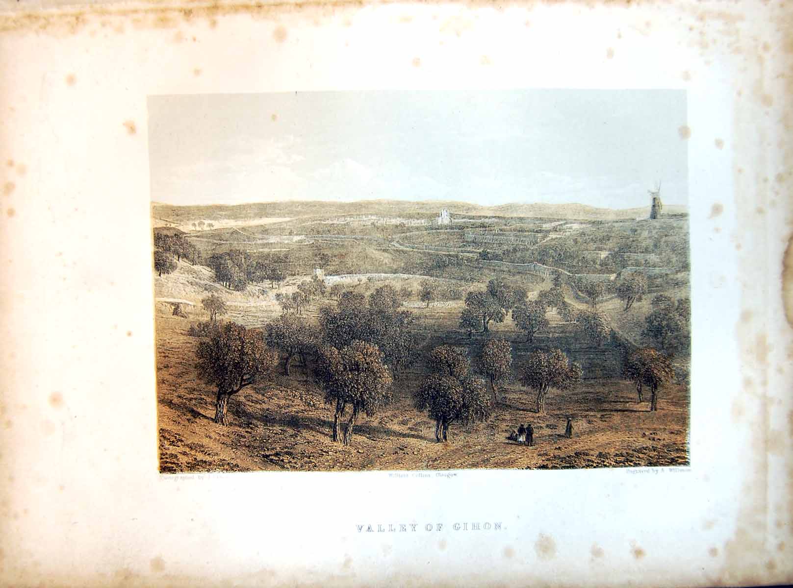 Old Valley Gihon Sloping Land Buildings Walls Trees Engraved Willmore