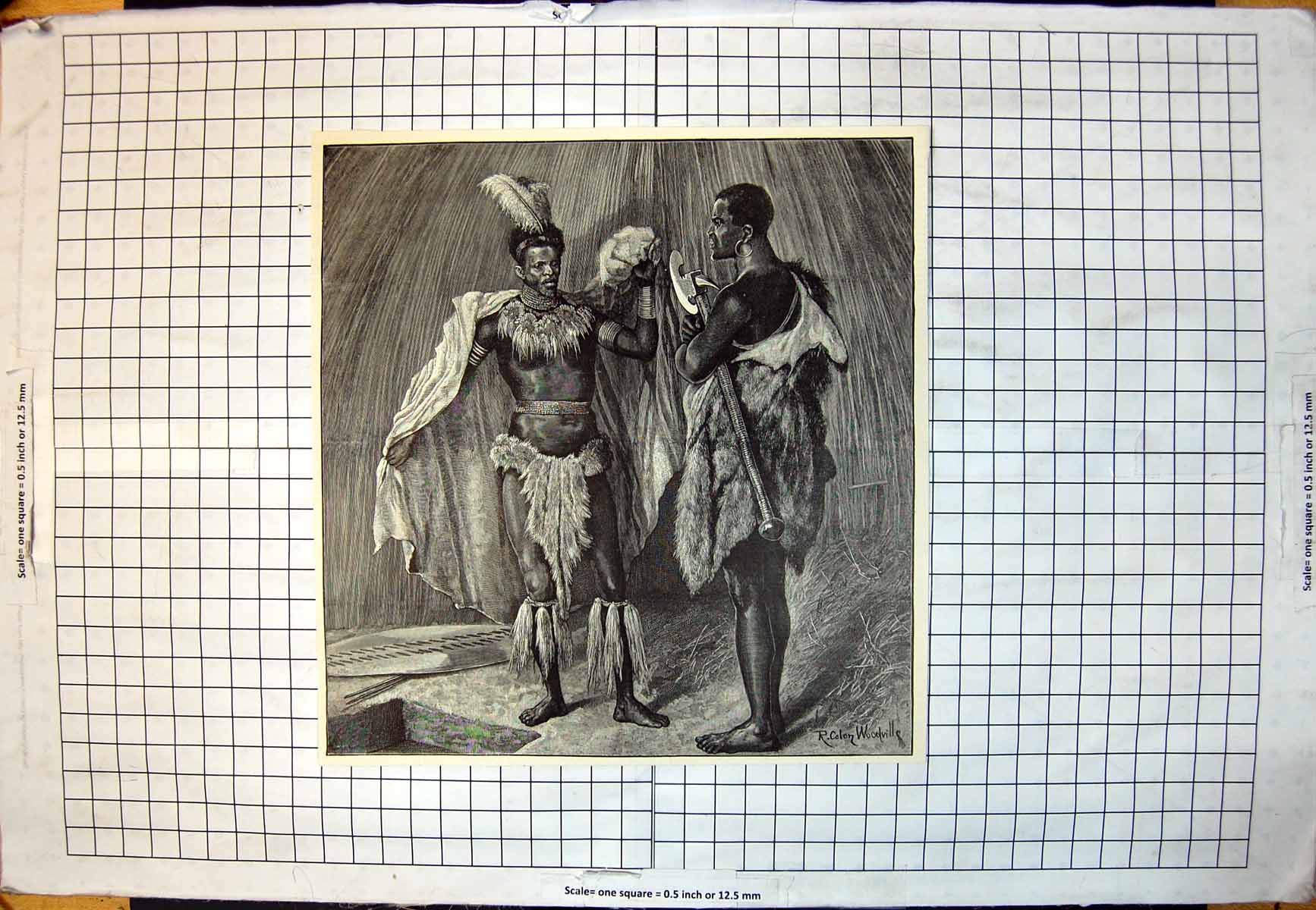 Old Zulu Natives Feathers Hair Weapons Bare Footed R C Woodville 1892 Victorian