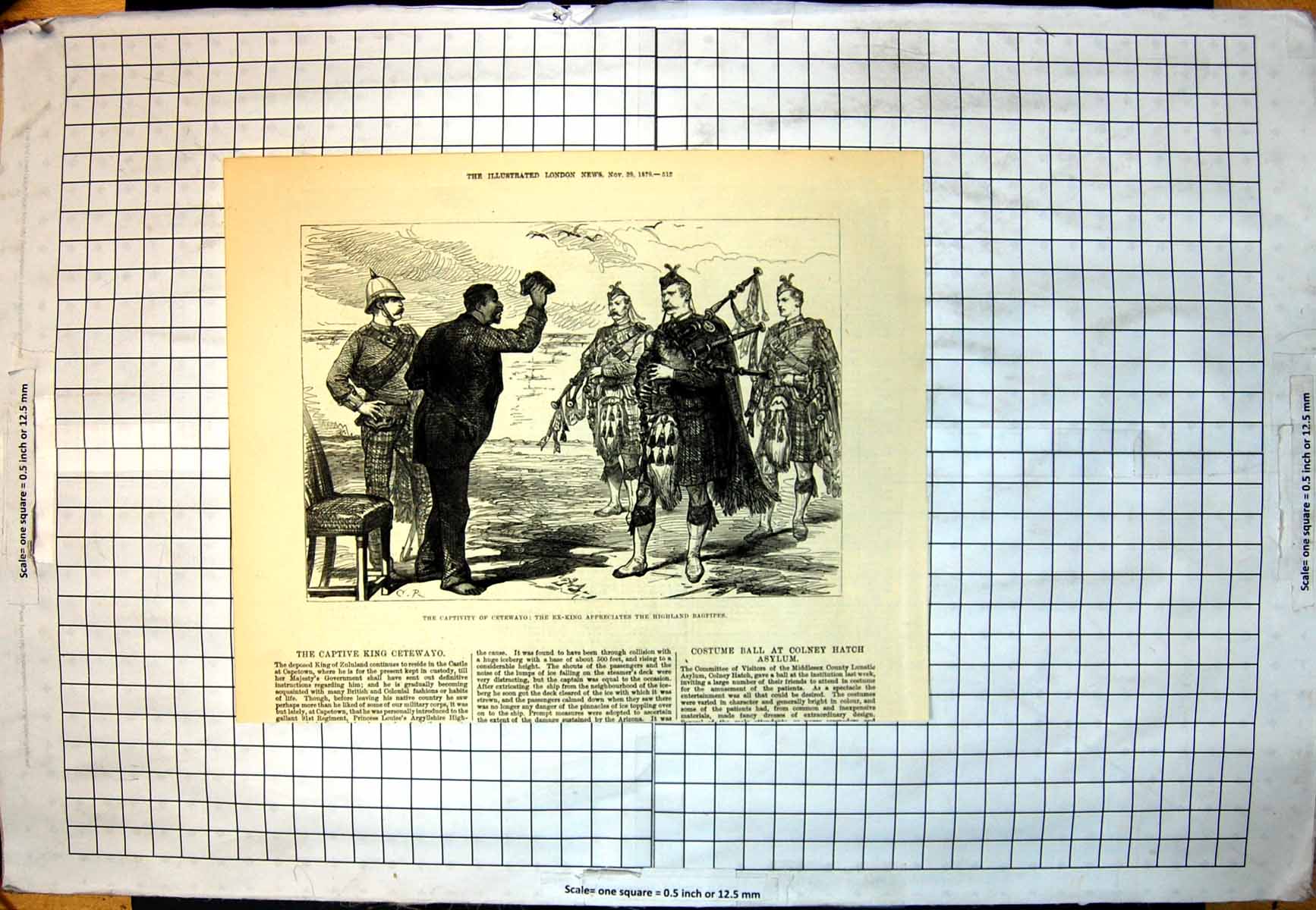 Print Captivity Cetewayo Ex King Zululand Appreciates Highland Bagpipes 1879