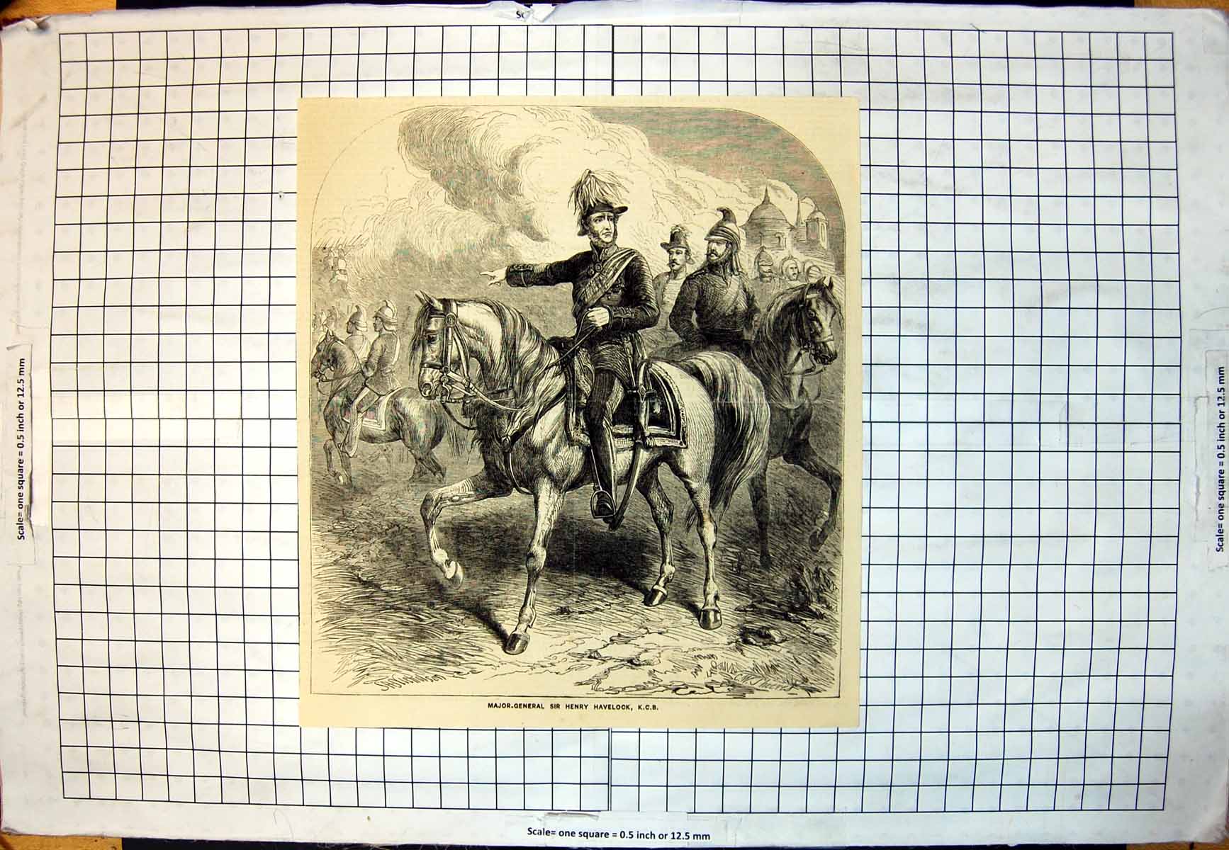 Old Antique Print Major General Sir Henry Havelock K C B Horseback 1858 19th
