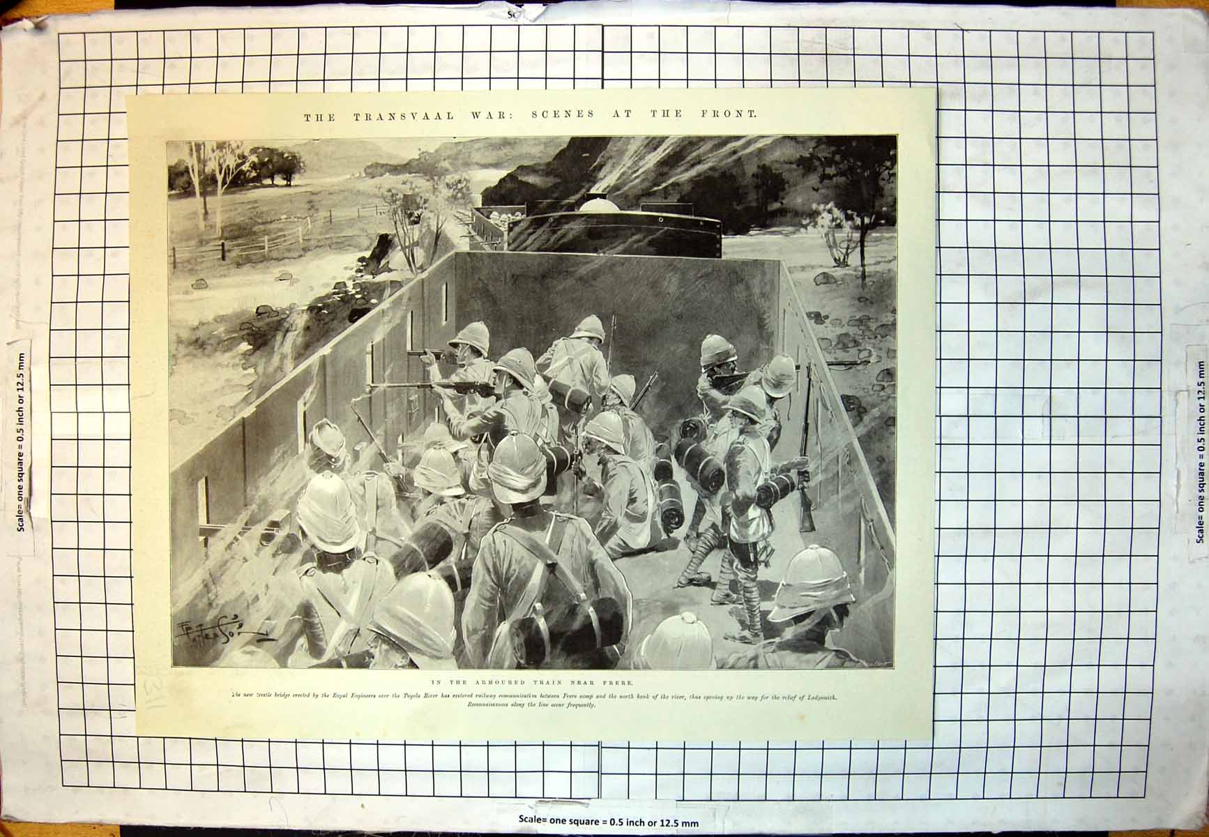 Antique Old Print Transvaal War Armoured Train Frere Northumberland Fusiliers