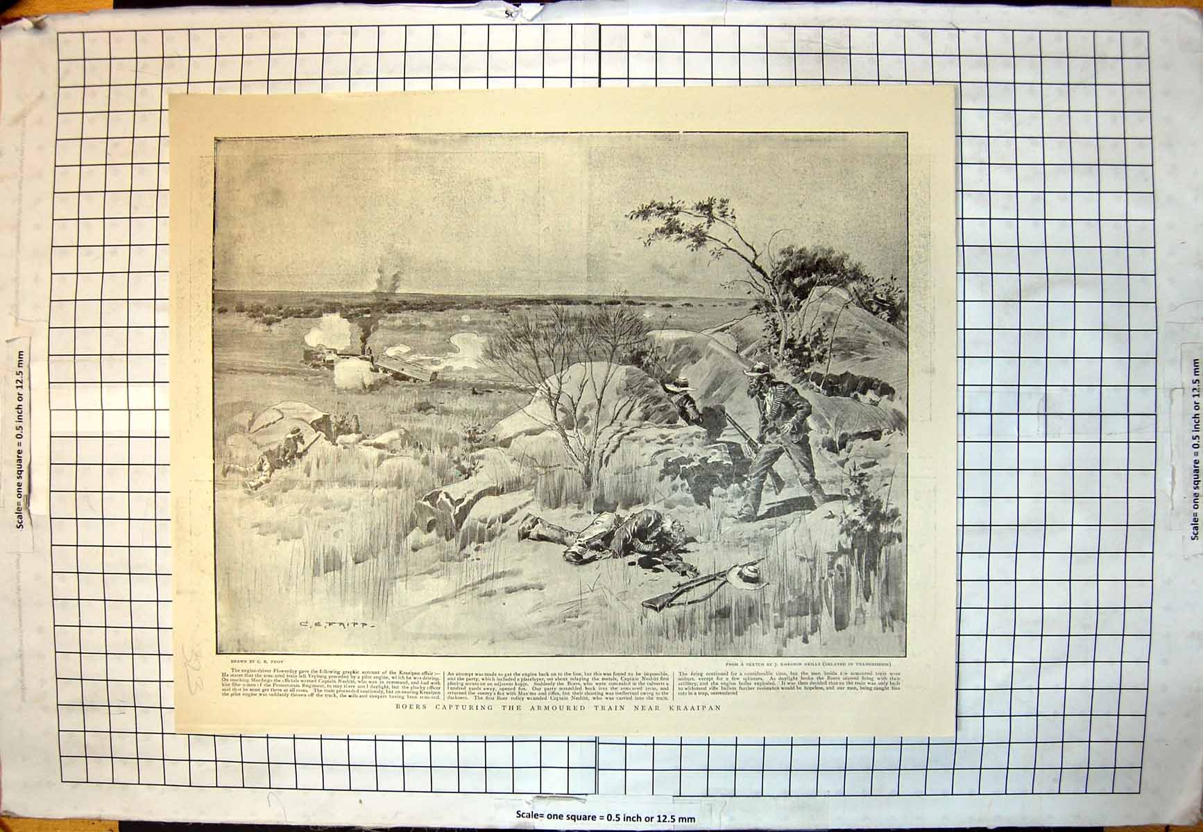 Antique Print Boers Train Kraaipan Battle Graspan Col Pilcher Lord Methuen