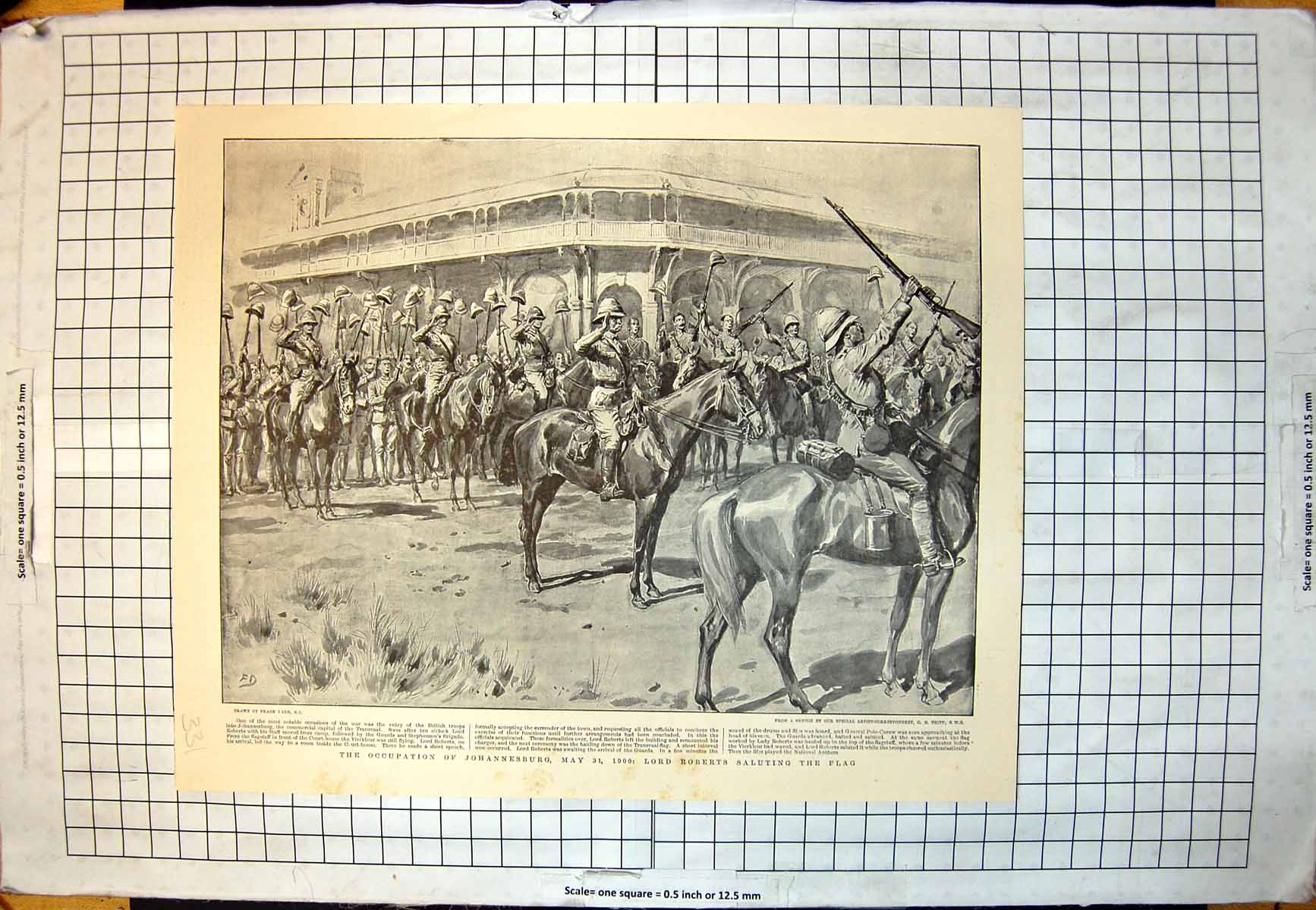 Antique Old Print Occupation Johannesburg Straw Hats Sandown Navy Cherbourg