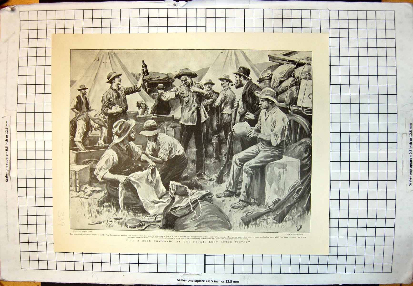 Antique Old Print Boer Commando News War Kiosque Yeomanry Harvey Ridley 1900