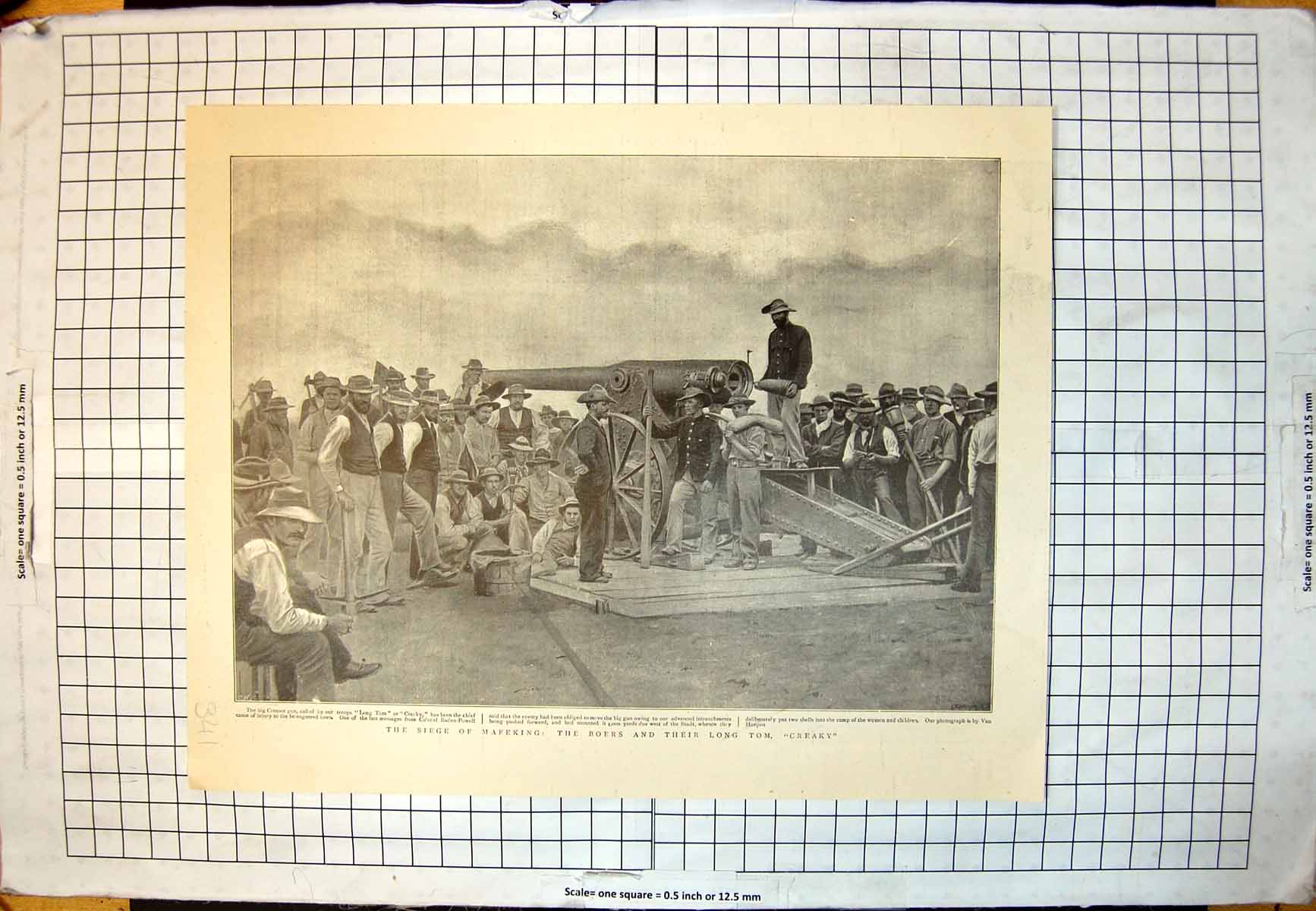 Old Print Siege Mafeking Boers Long Tom Creaky Oxford Bambridge Boat Crew