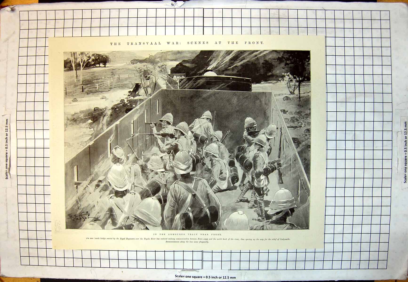 Antique Old Print Armoured Train Frere 2Nd Northumberland Fusiliers Stormberg