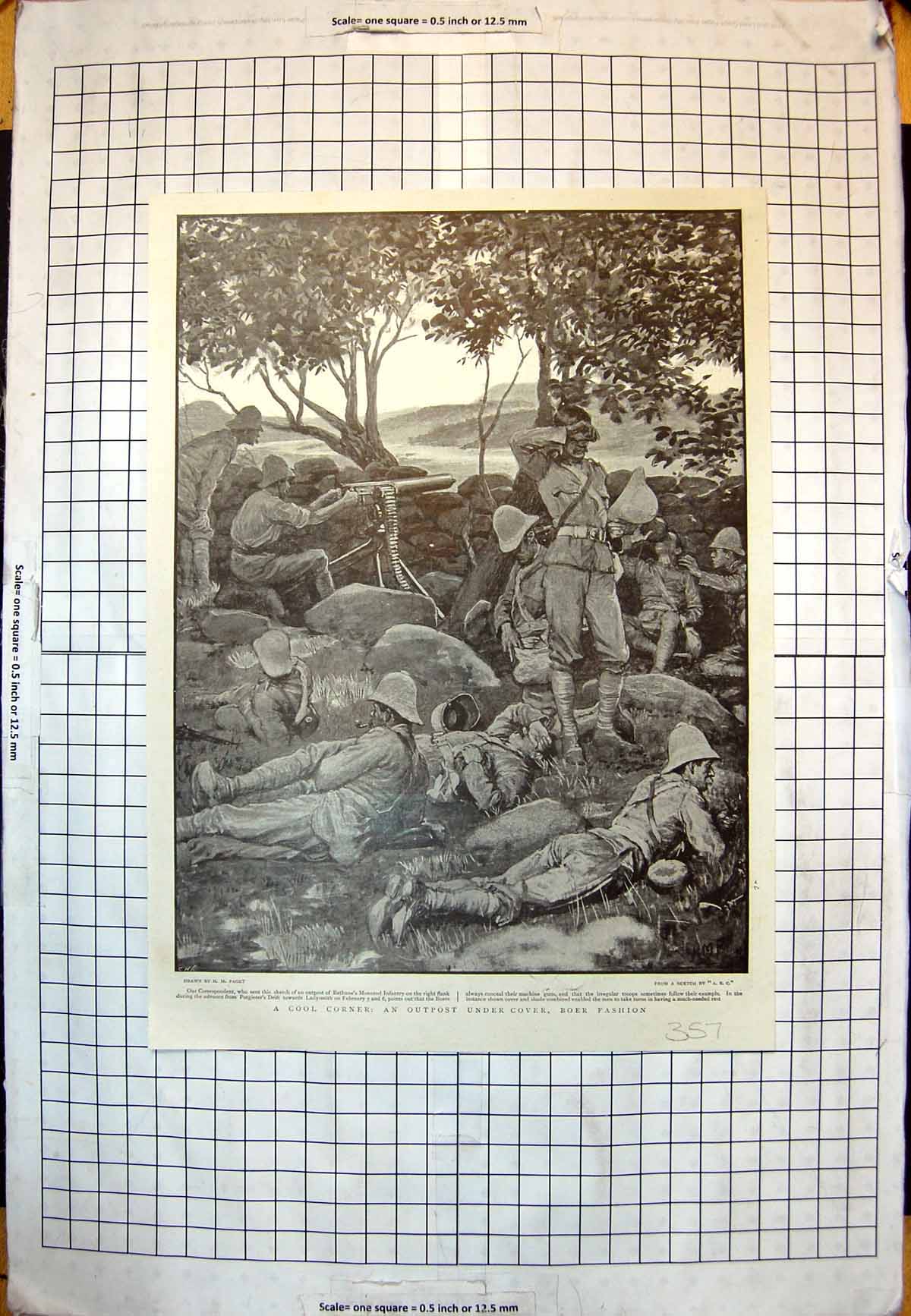 Antique Print Outpost Bethunes Infantry 4000 Prisoners Gen Cronje Surrender