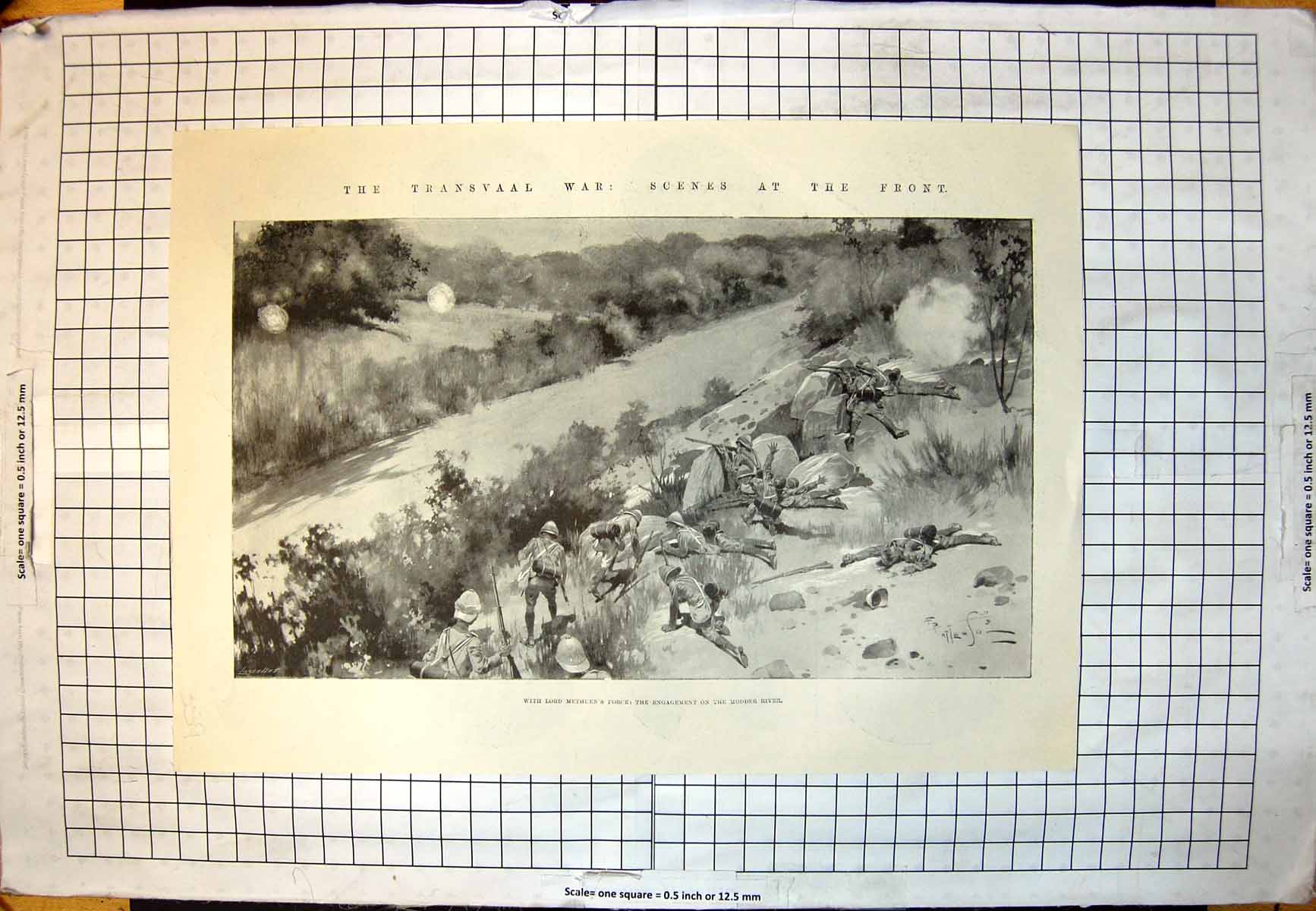 Old Print Transvaal War Lord Methuens Force Casualties Capt Campbell 1899 19th