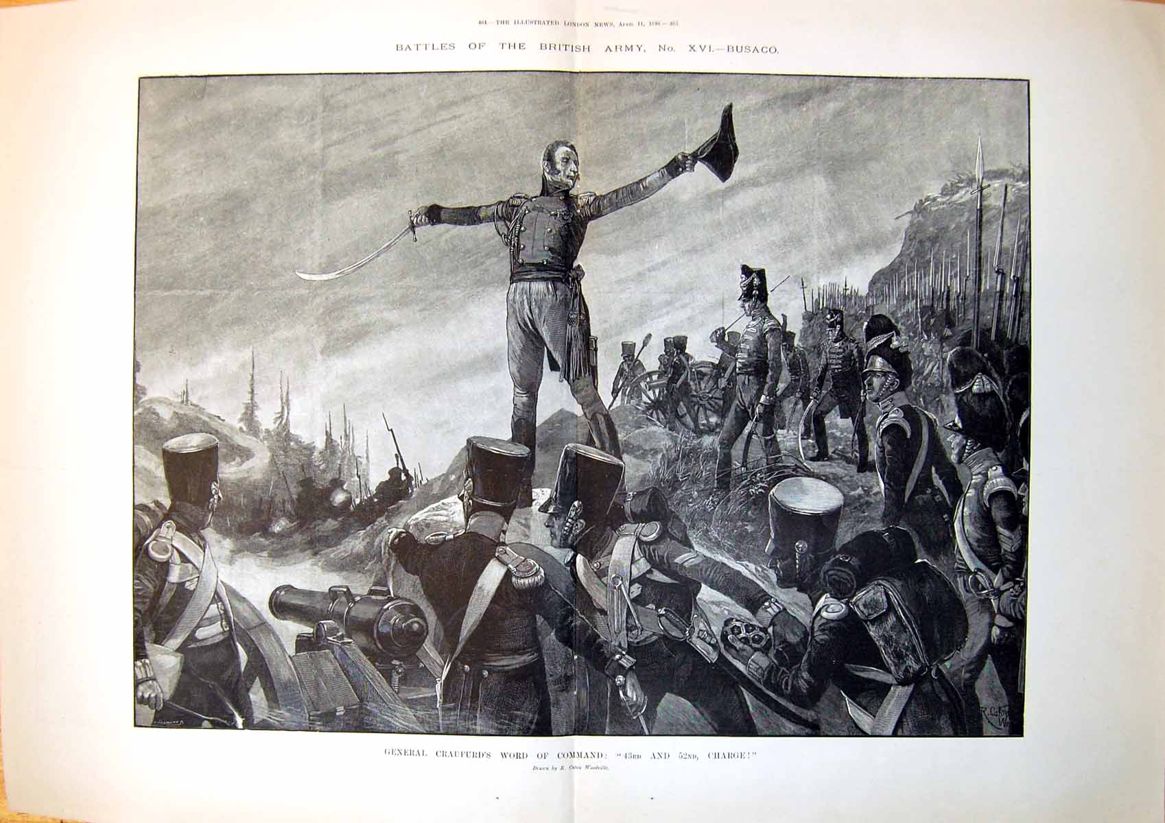 Old Print Battle Busaco Gen Craufurds Word Command 43Rd 52Nd Charge 1896