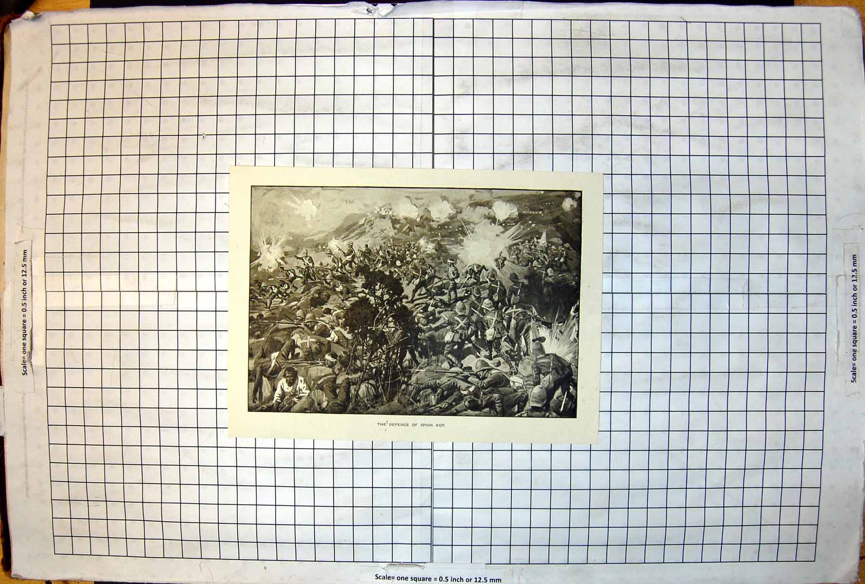 Antique Print Defence Spion Kop Battle Scene Siers Rifles Gunfire Wounded