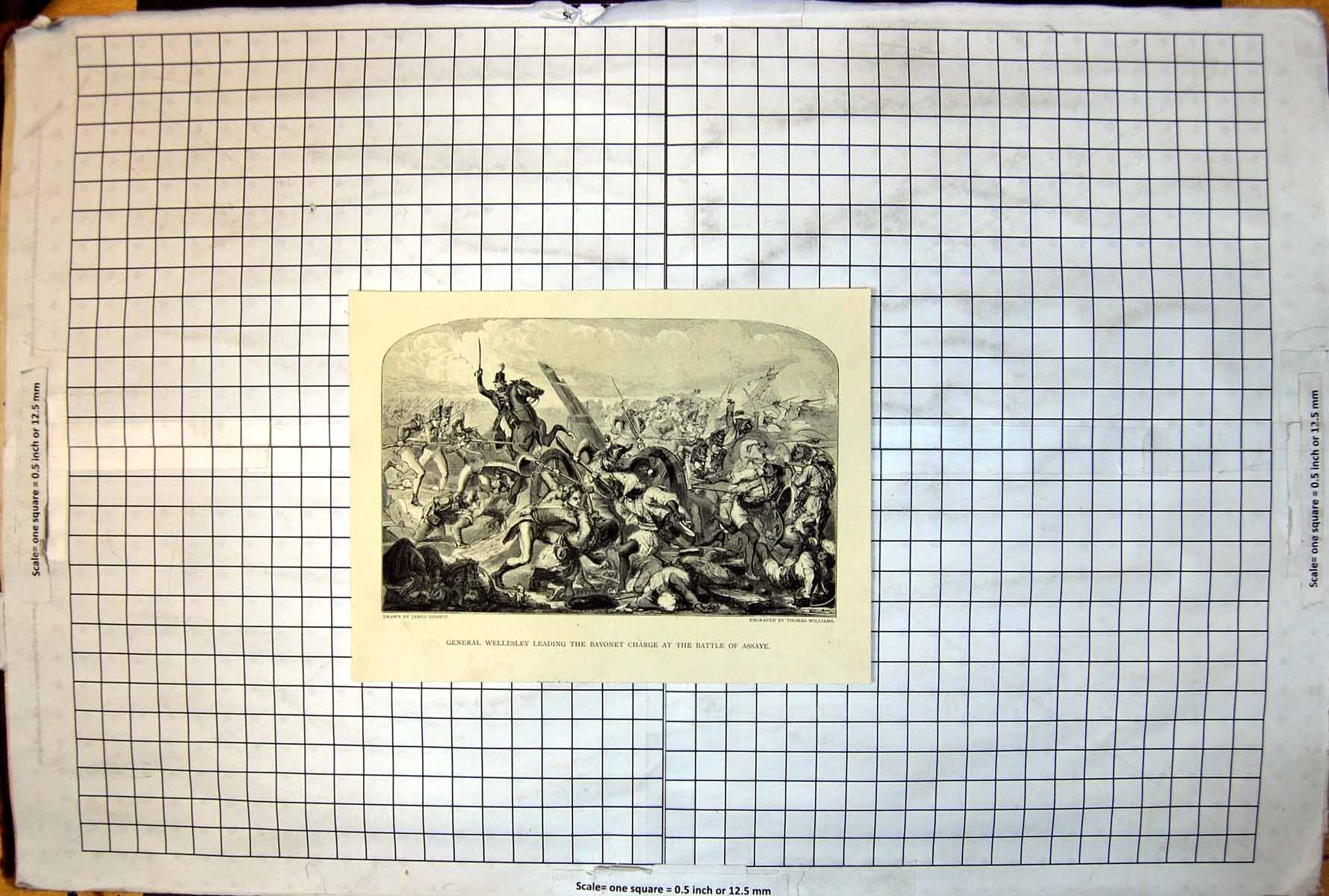 Antique Print General Wellesley Leading Bayonet Charge Battle Assaye C1888 19th