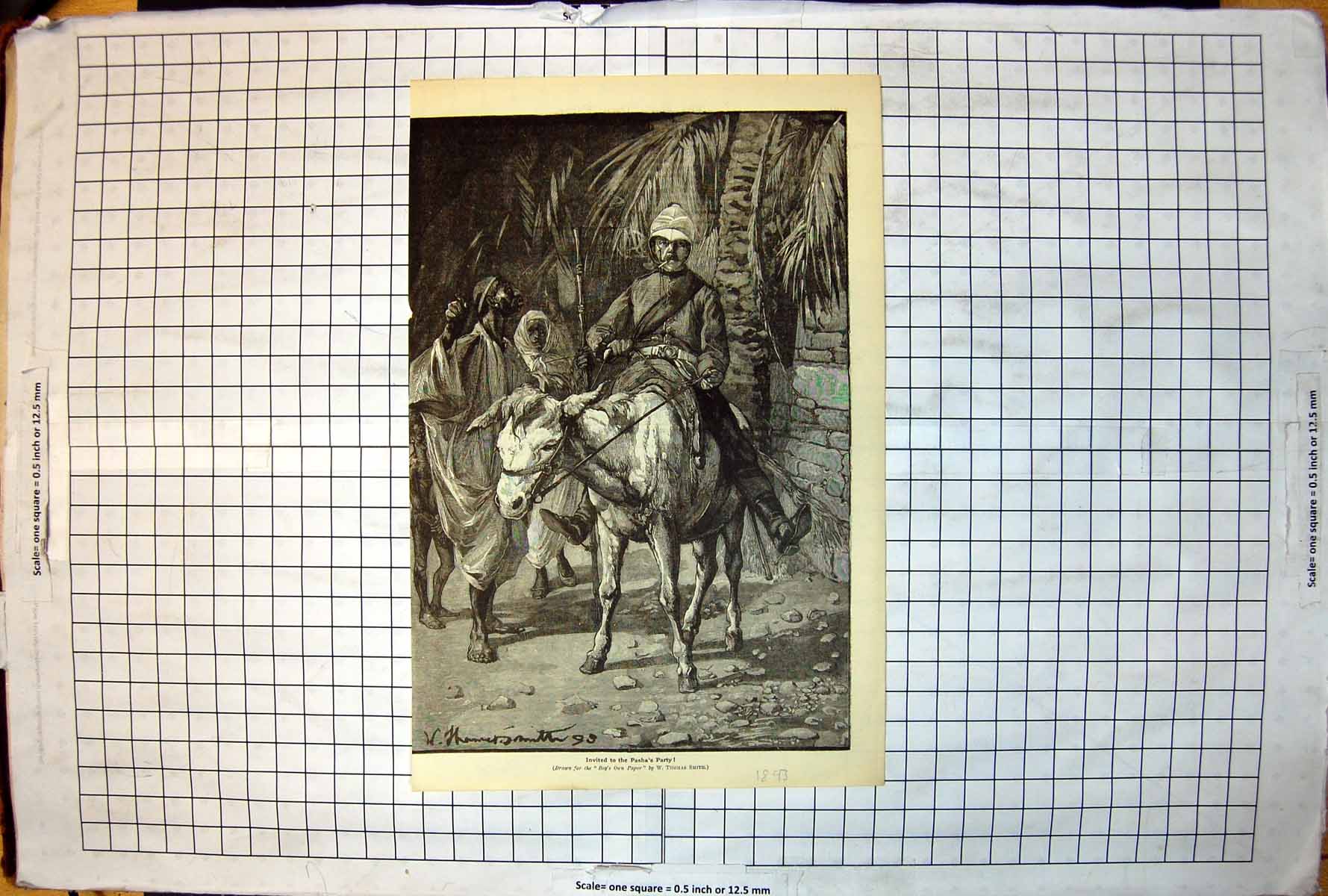 Old Invited Pasha'S Party Sier Atop Mule Refusing Move Wt Smith 1893 Victorian