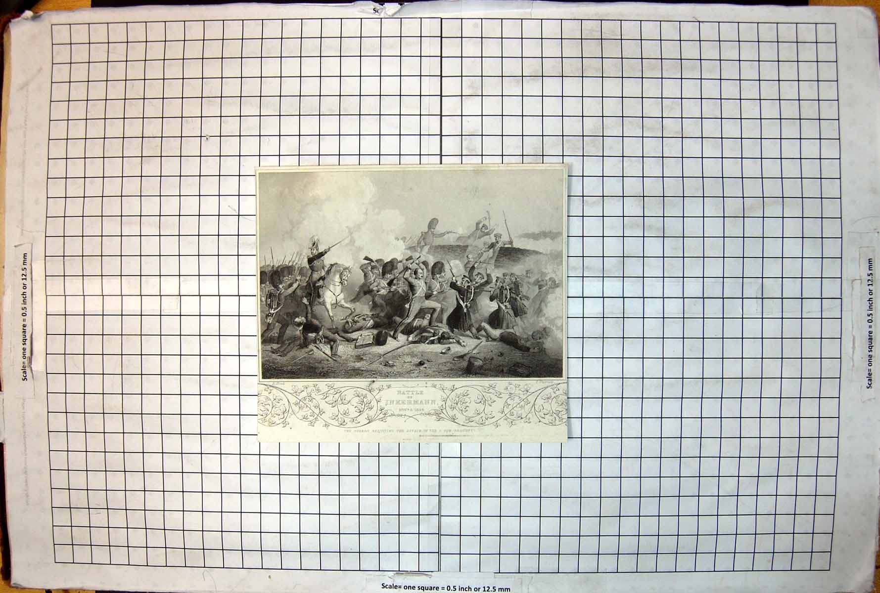 Old Print Battle Inkermann Guards Resisting Attack OnGun Redoubt C1885