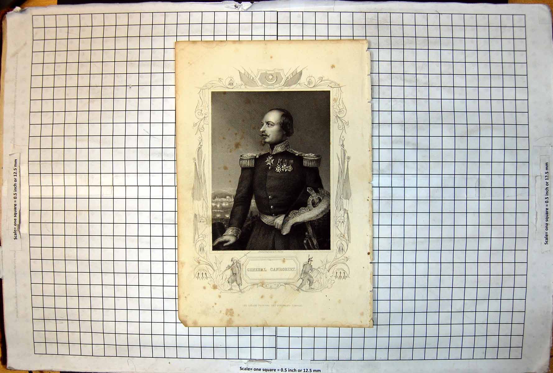 Antique Print General Canrobert Drawn Engraved Dj Pound Portrait Buildings