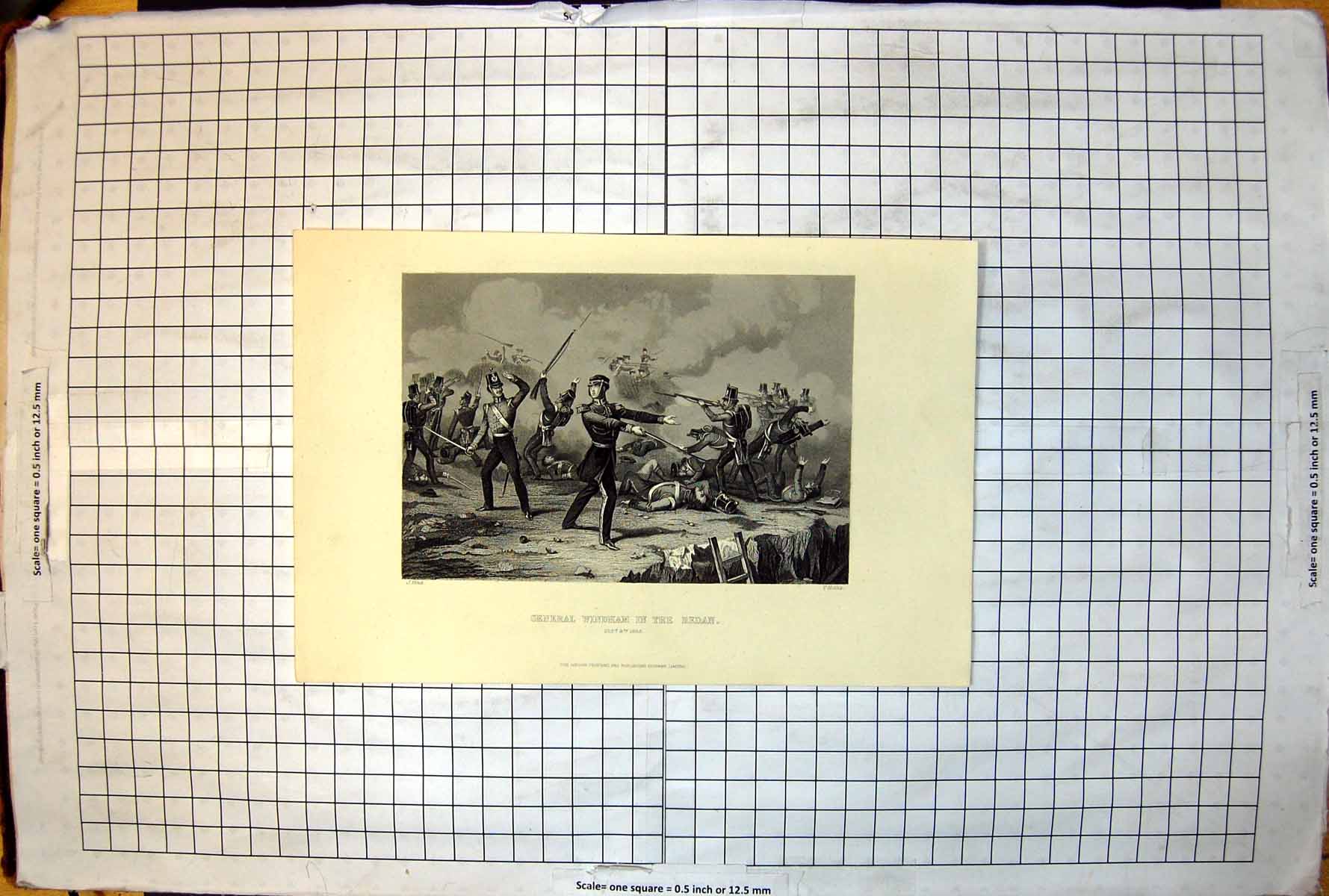 Original Old Antique Print General Windham Redan Siers Gunfire Trench Fort 1867