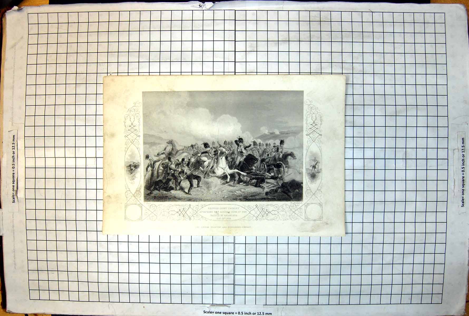Antique Print British Light Cavalry Attacking Russian Guns Battle Balaklava