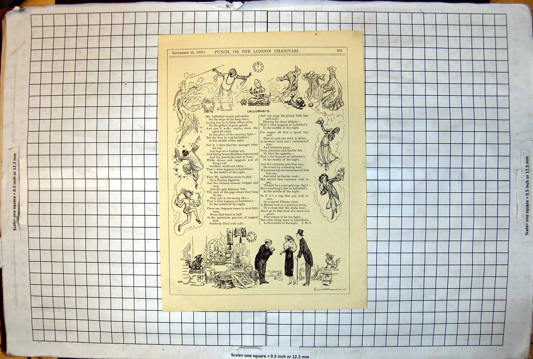 Antique Print Illustrated Poem Lallubai'S JMS Middle Night Magic Shop 1922 20th