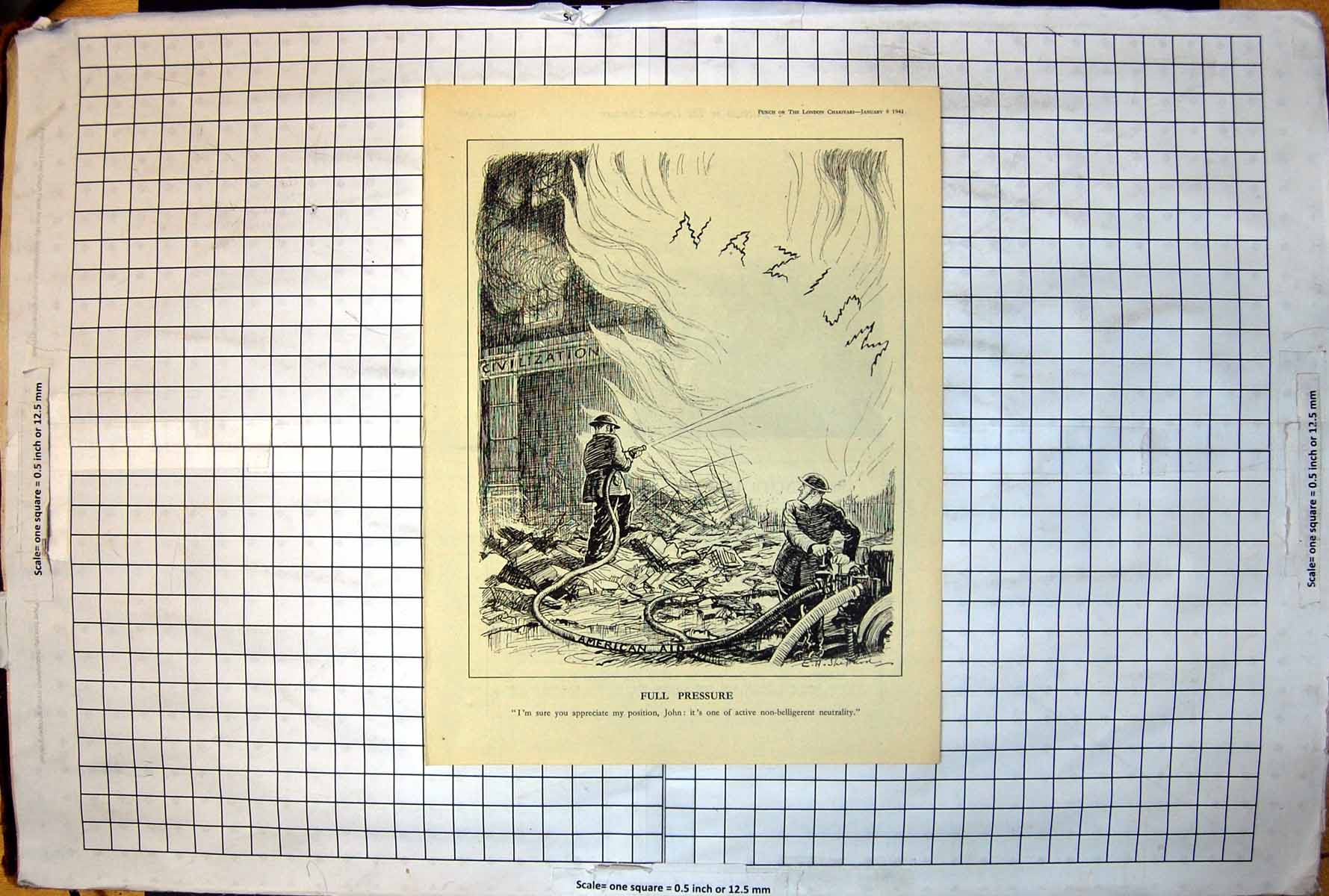 Old Punch Full Pressure Hosing Fire Nazism Buildings Civilisation 1941 20th