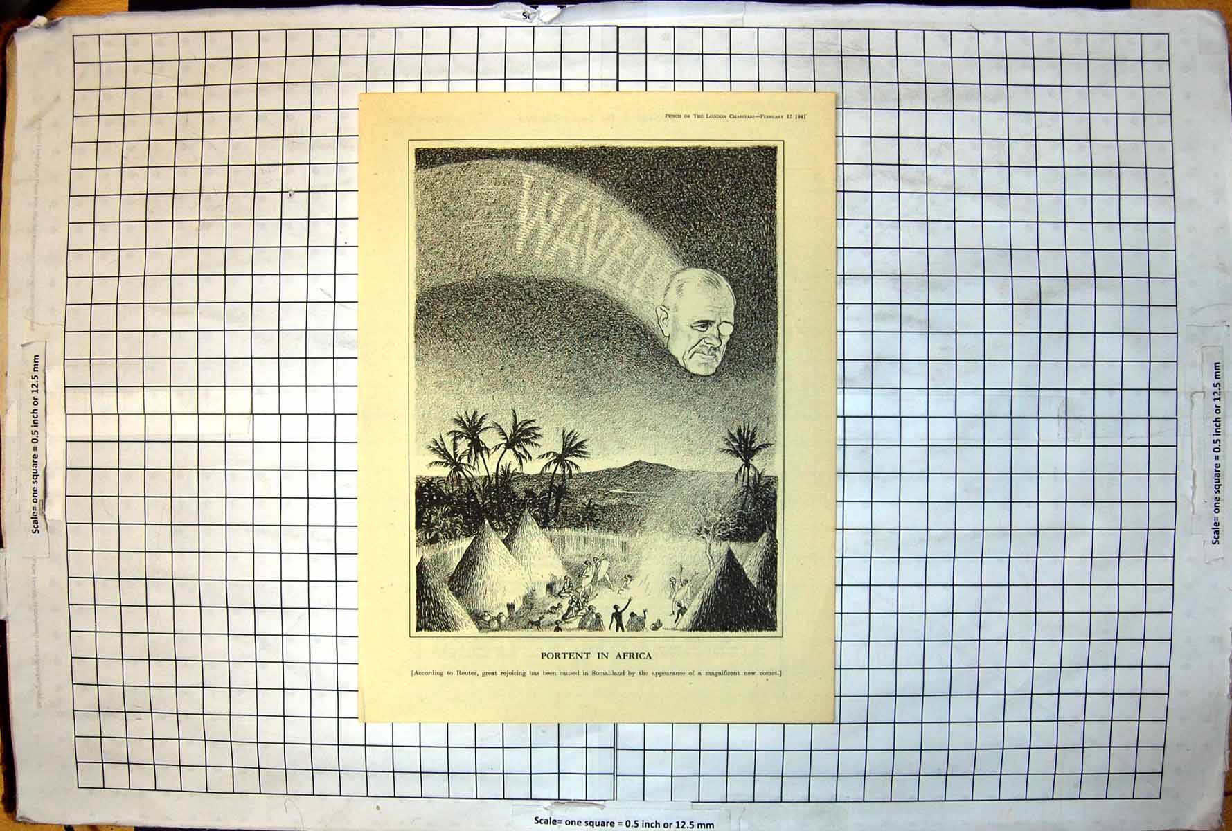 Antique Print Portent Africa Somaliland Appear Comet Wavell Head Punch 1941