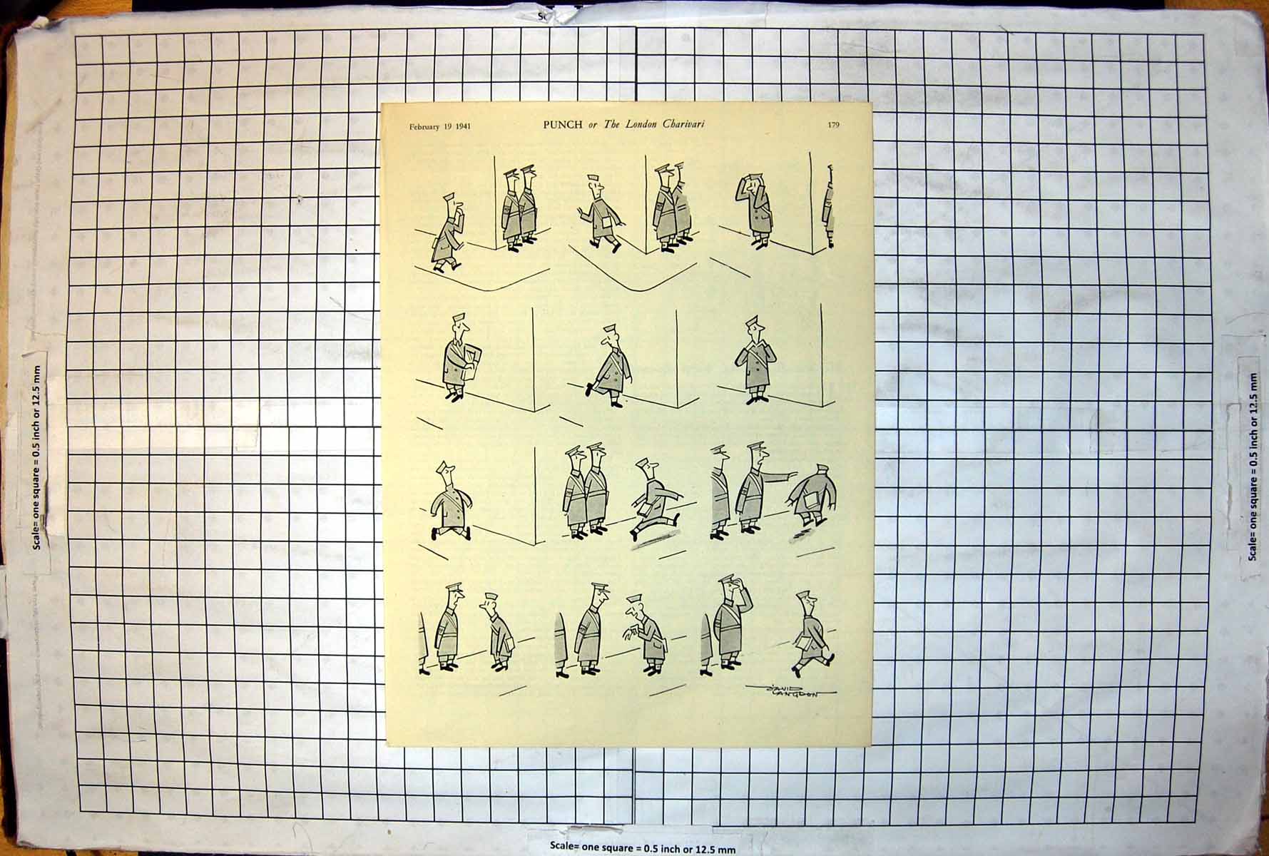 Antique Print David Langdon Cartoon Siers Meeting Street Corner Punch 1941 20th