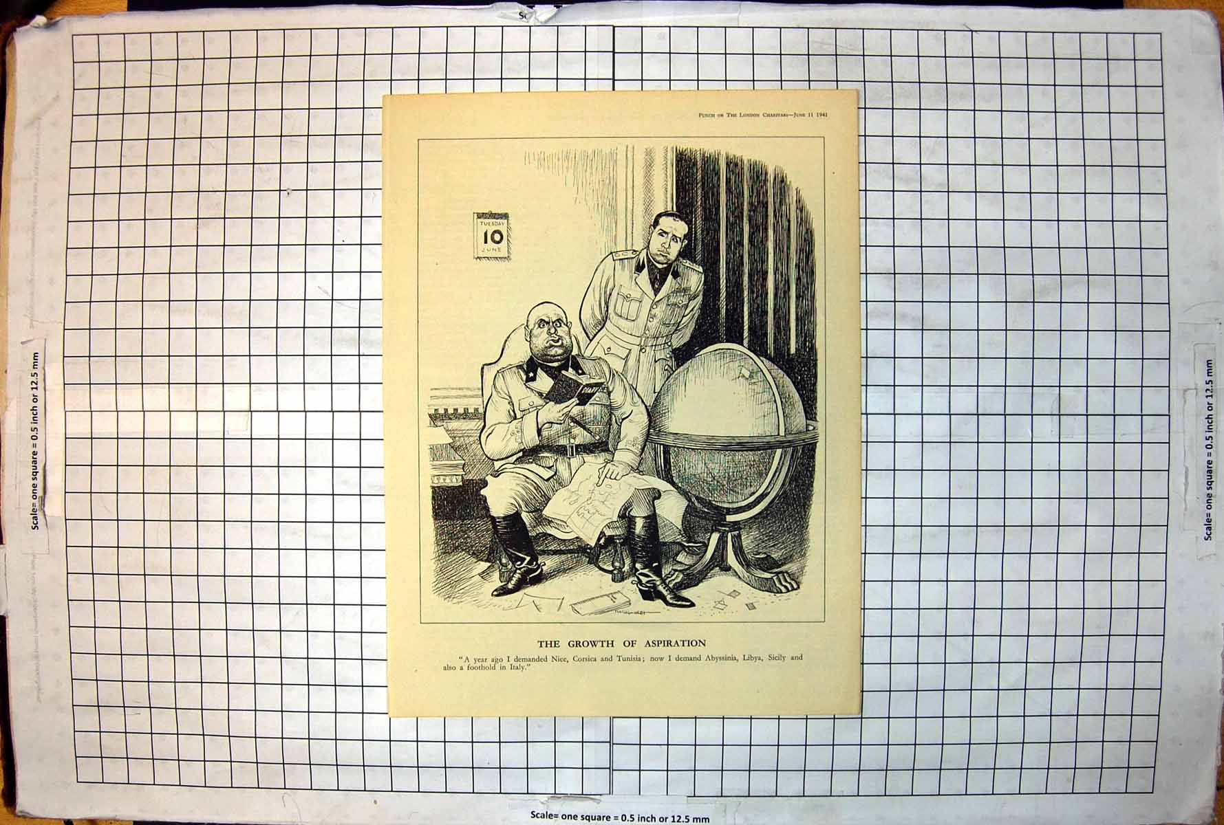 Old Punch Cartoon Growth Aspiration Last Year Nice Corsica Libya 1941 20th