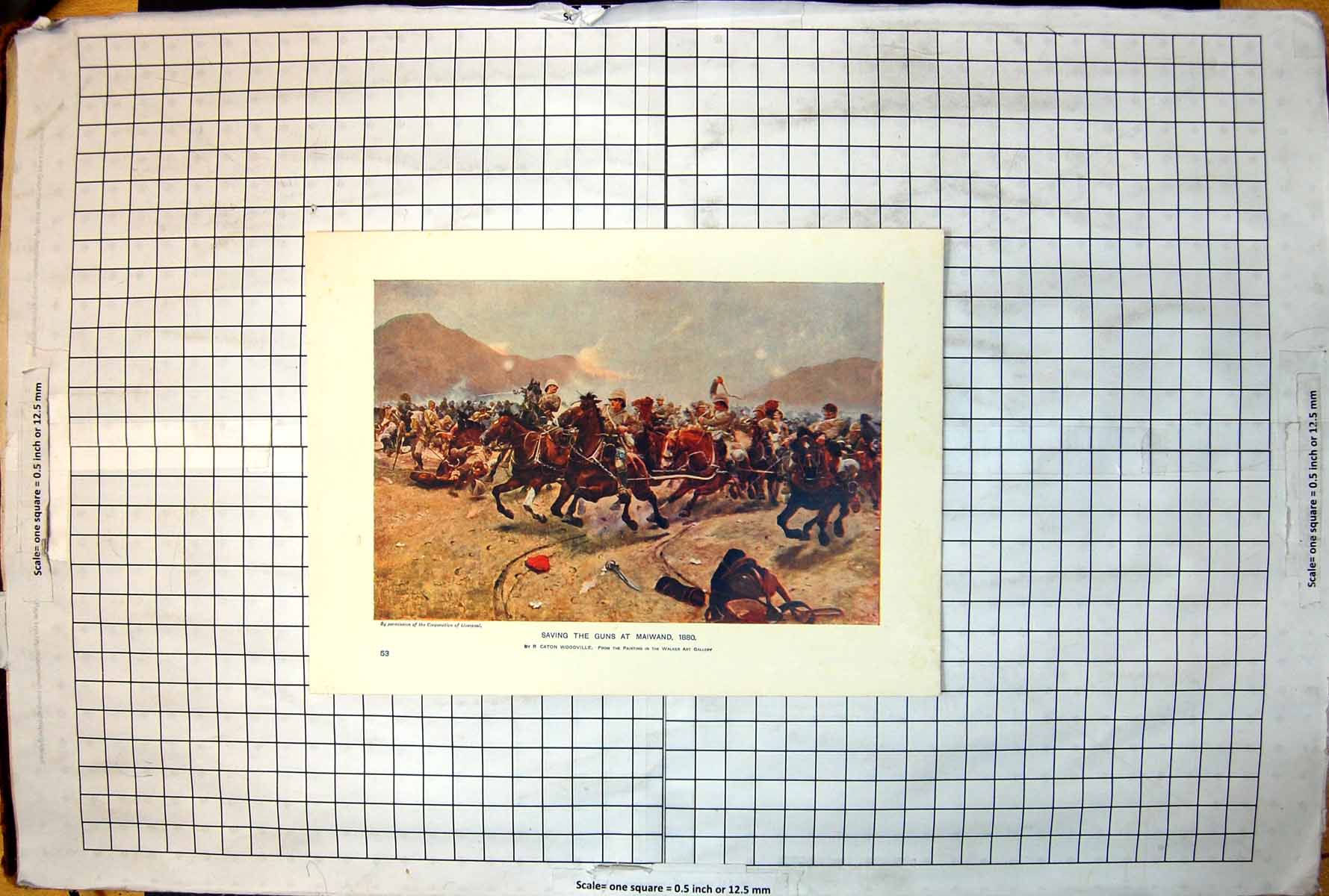 Antique Old Print Saving Guns Miawand Battle 1880 Colour Charge Horses C 1901