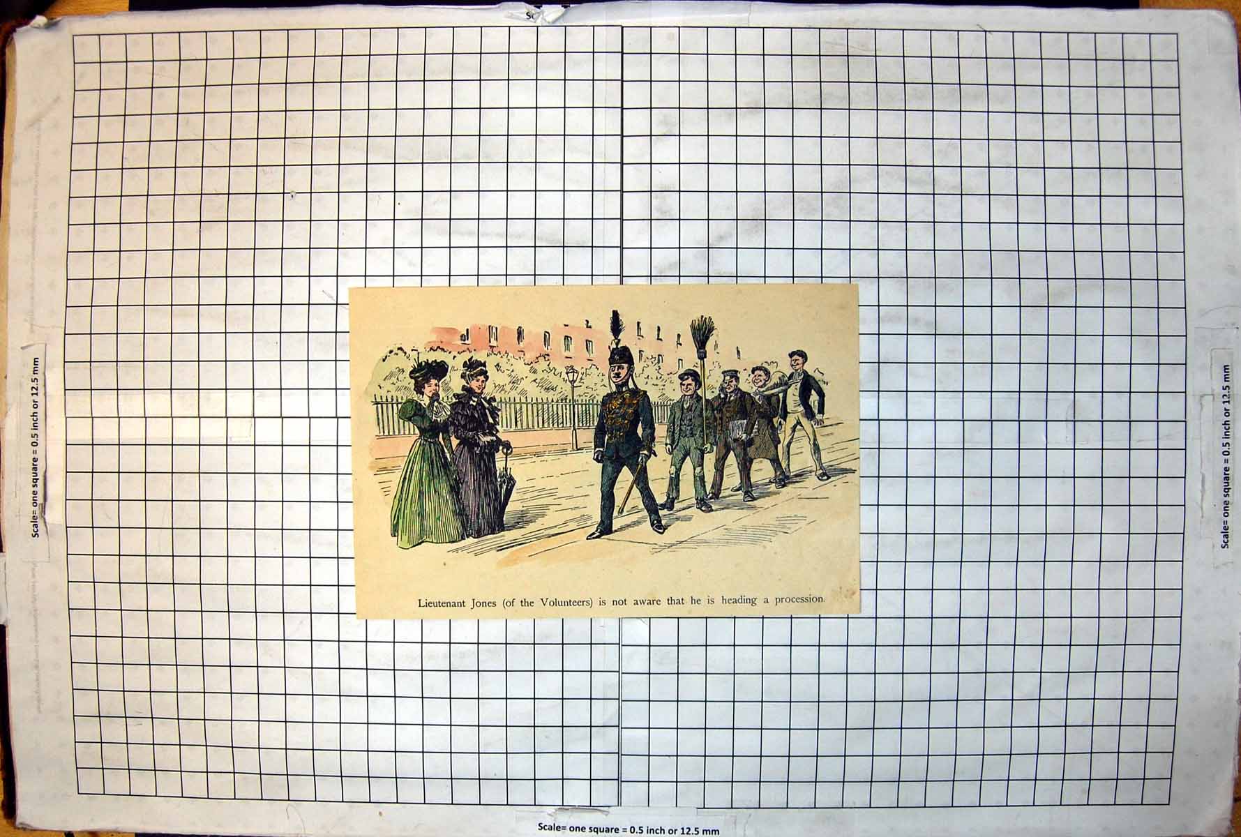 Old Lieutenant Jones Volunteers Unaware Leading A Procession Cartoon