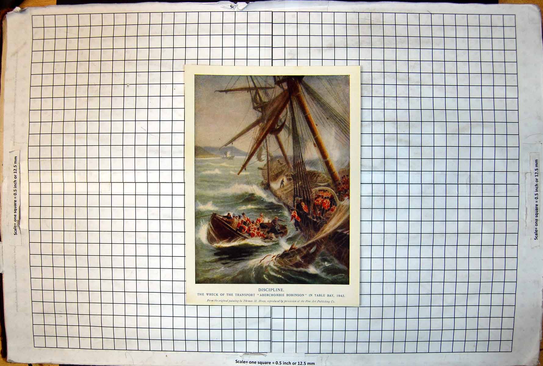 Antique Print Wreck Transport Abercrombie Robinson Table Bay TM Hemy C1914 20th
