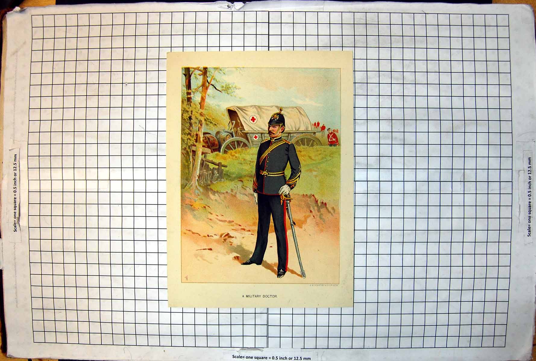 Old Antique Print Frank Feller A Military Doctor Colour Study Sier Wagon
