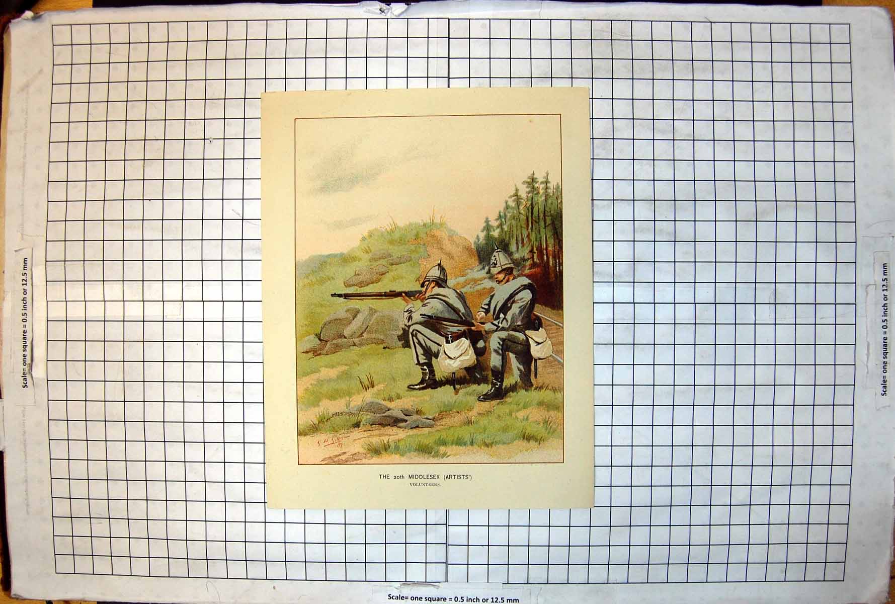 Old Volunteers The 20th Middlesex Artists Firing Rifle Hillside Trees