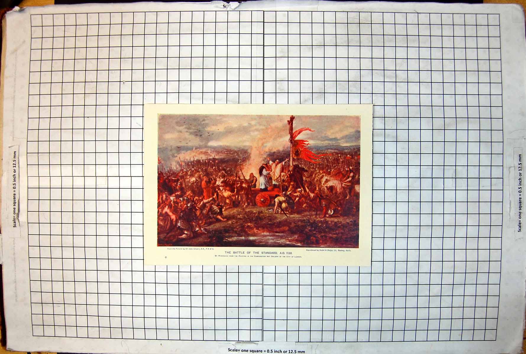 Antique Old Print The Battle The Standard Ad 1138 Sir John Gilbert Undated